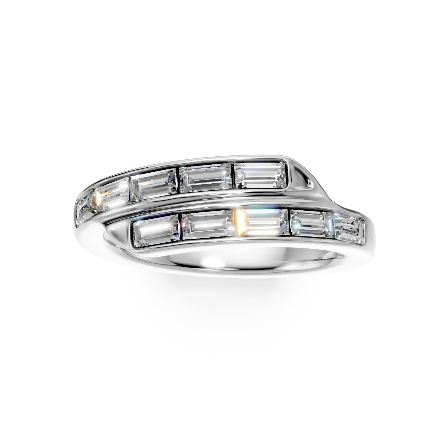 Inel semi eternity din aur alb cu diamante de 1ct create in laborator