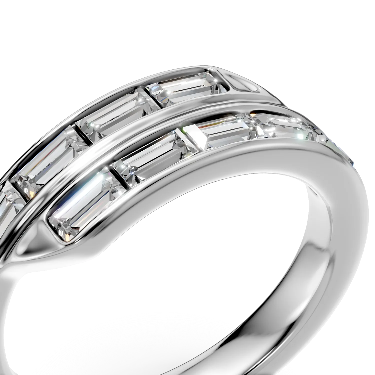 Inel semi eternity din aur alb cu diamante de 1ct create in laborator