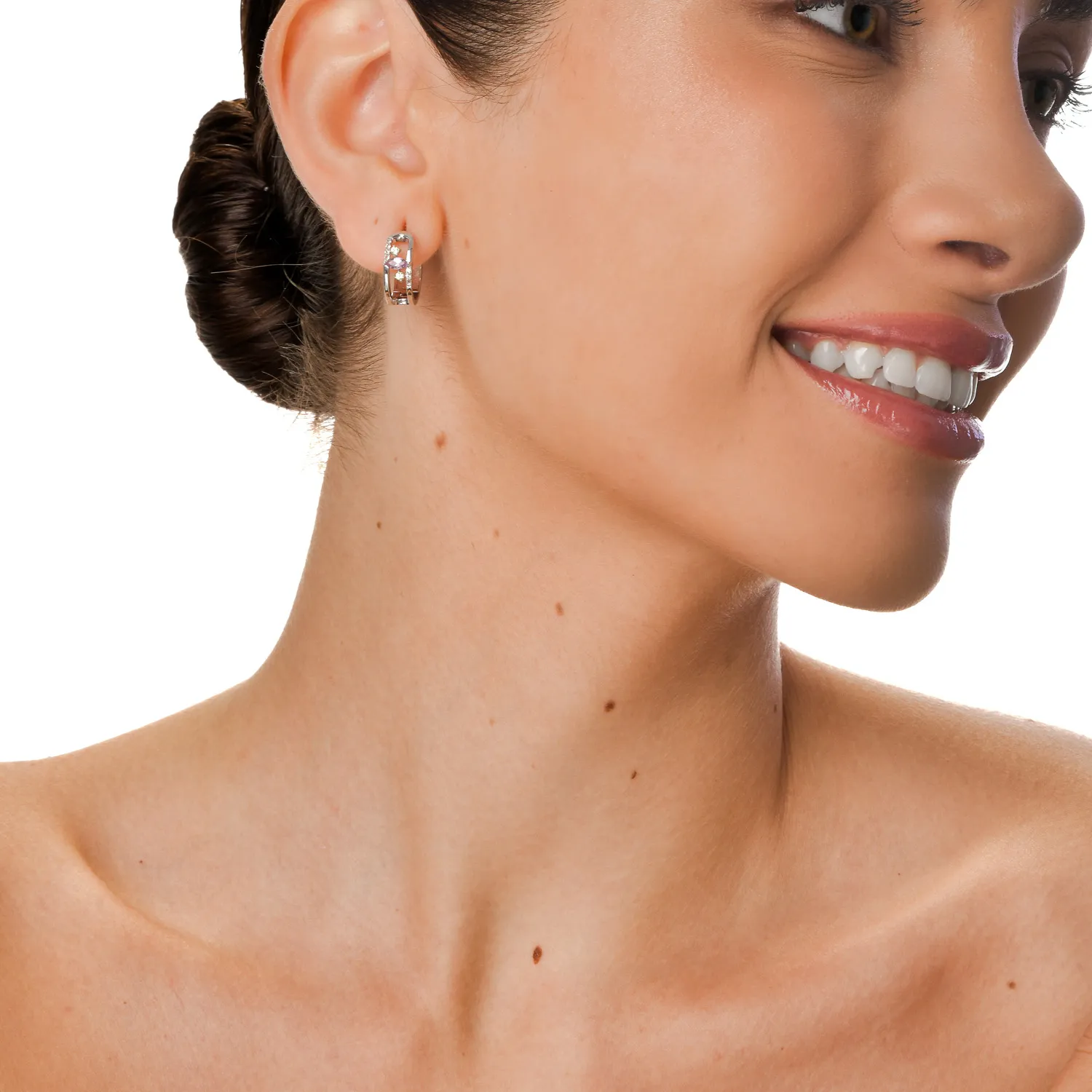 Cercei din argint cu pietre semipretioase de 0.4ct - imagine 3