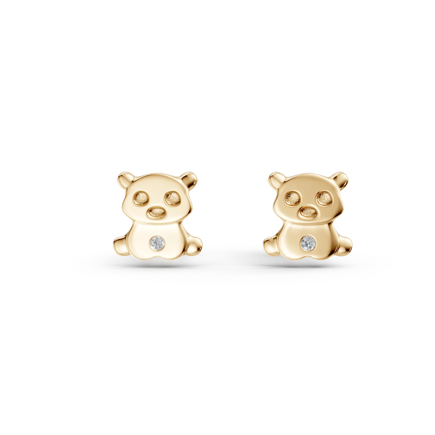Cercei ursuleti din aur galben cu zirconii pentru copii