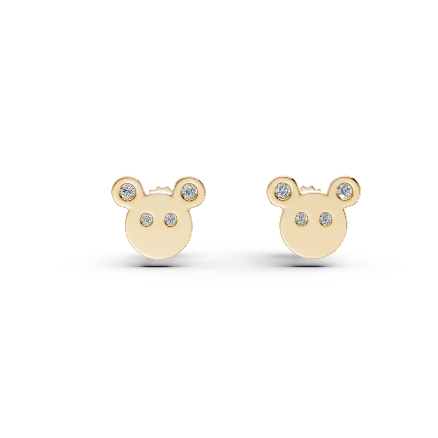 Cercei Mickey din aur galben cu zirconii pentru copii