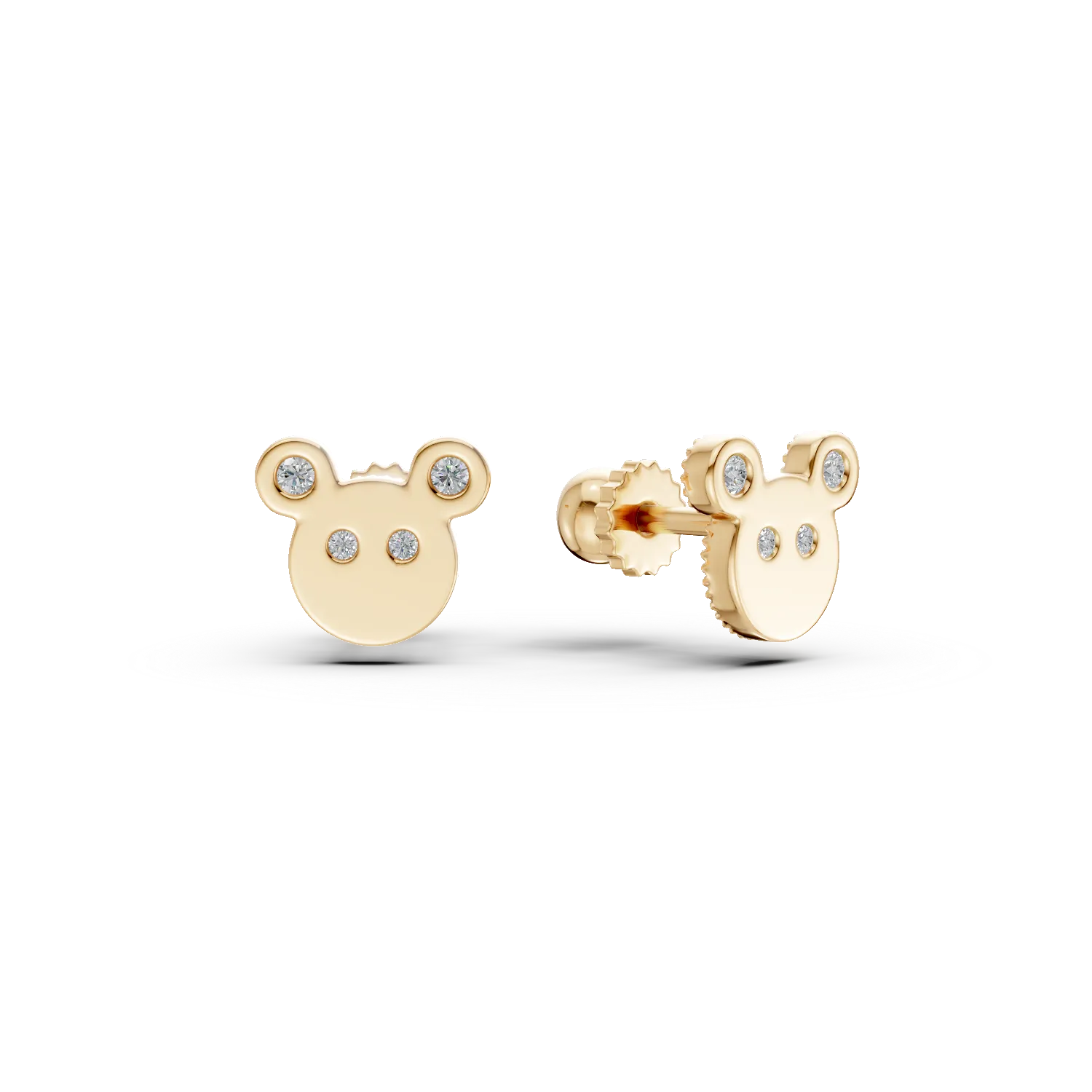 Cercei Mickey din aur galben cu zirconii pentru copii