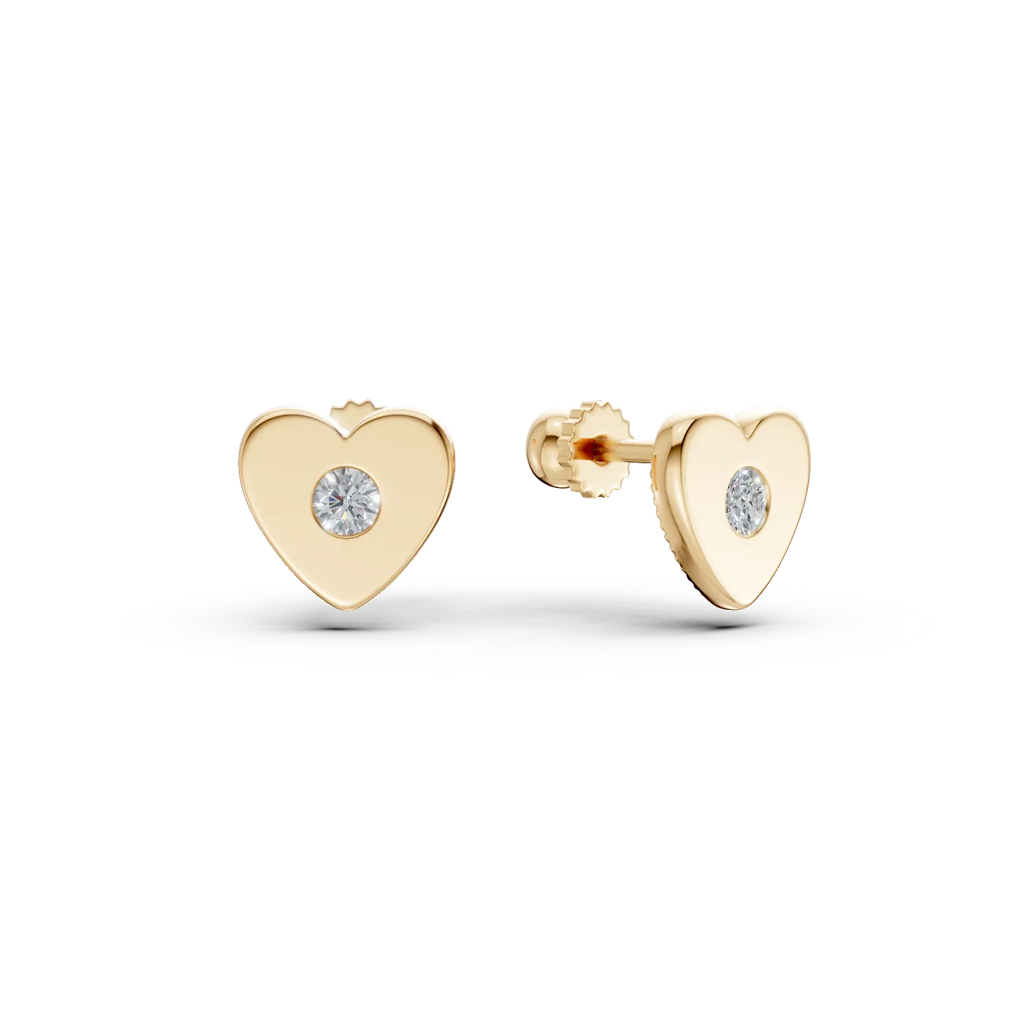 Cercei inimi din aur galben cu zirconii pentru copii