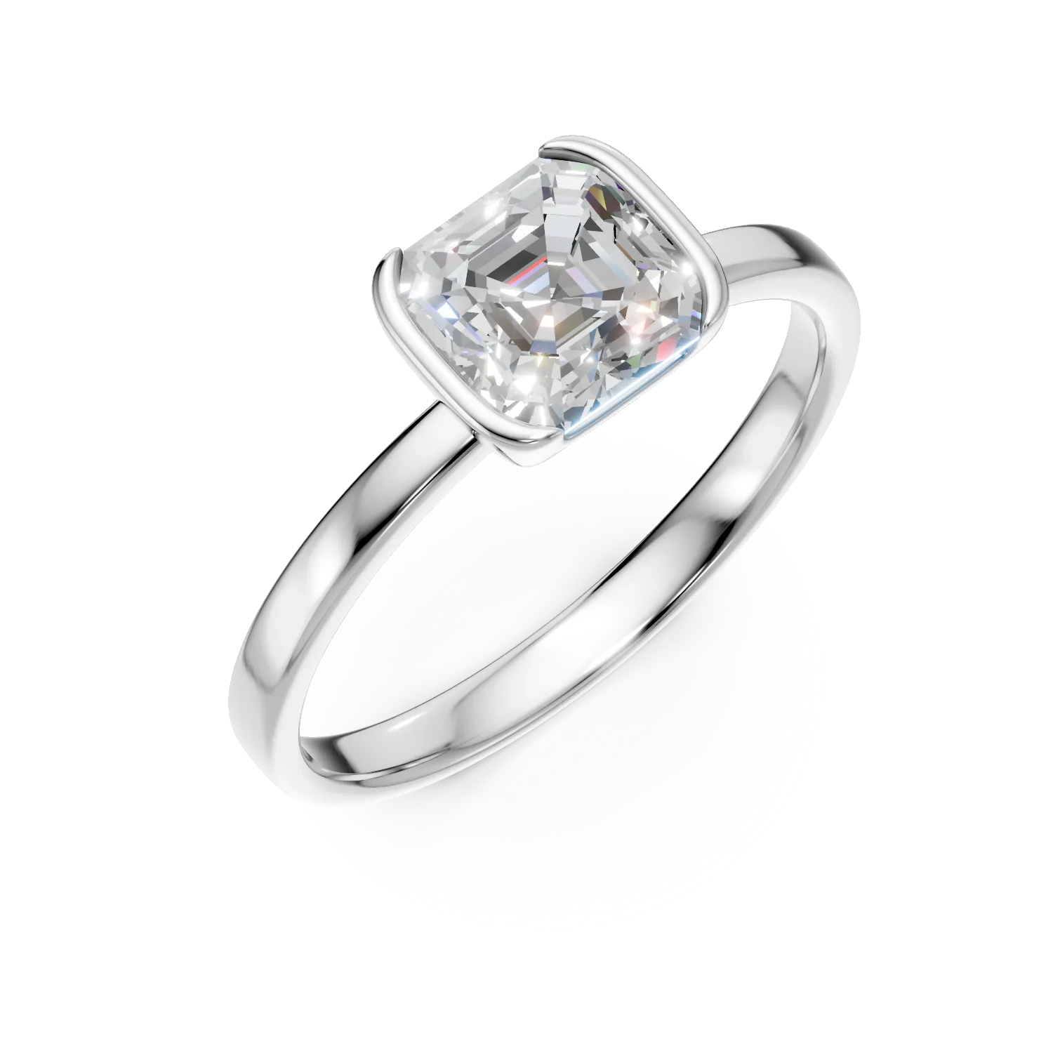 Inel din aur alb cu diamant solitaire de 1ct creat in laborator