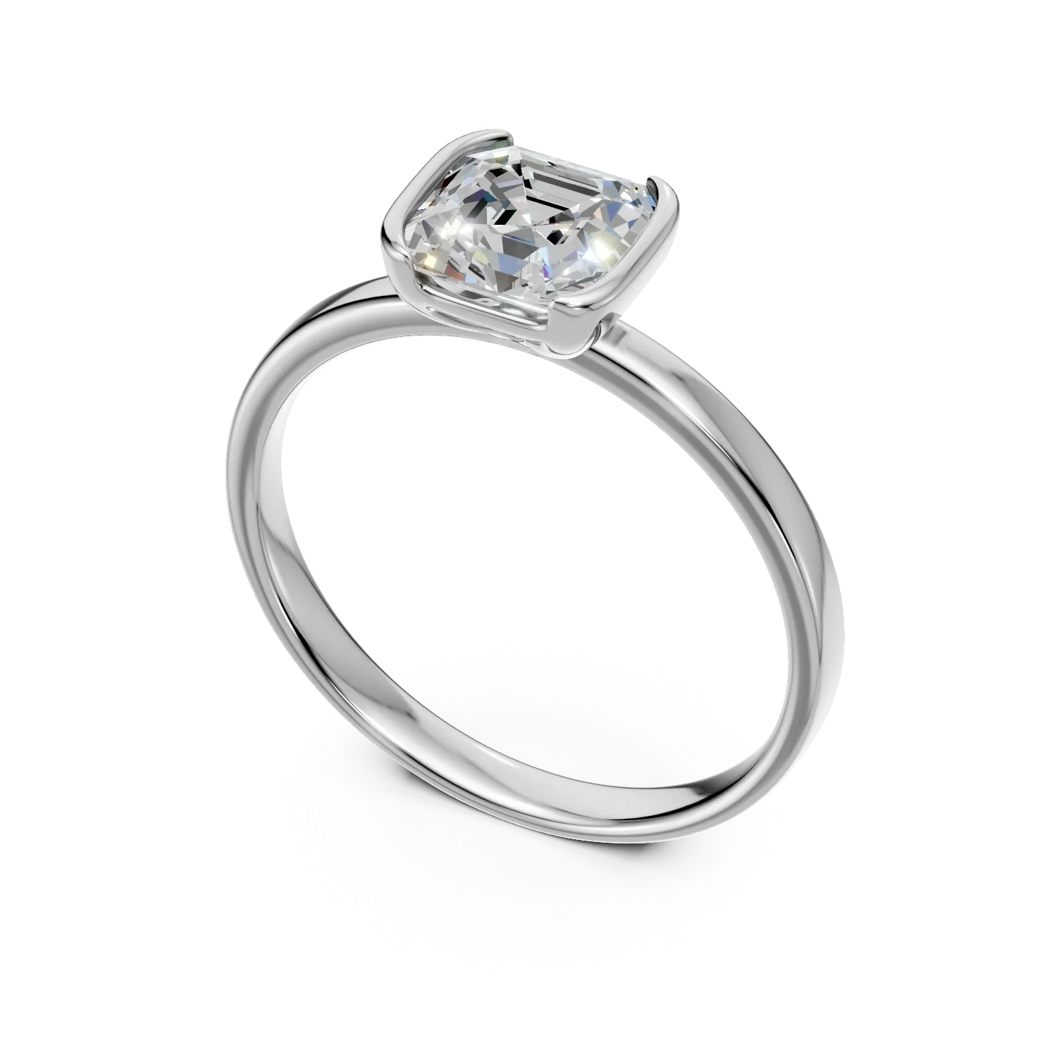 Inel din aur alb cu diamant solitaire de 1ct creat in laborator