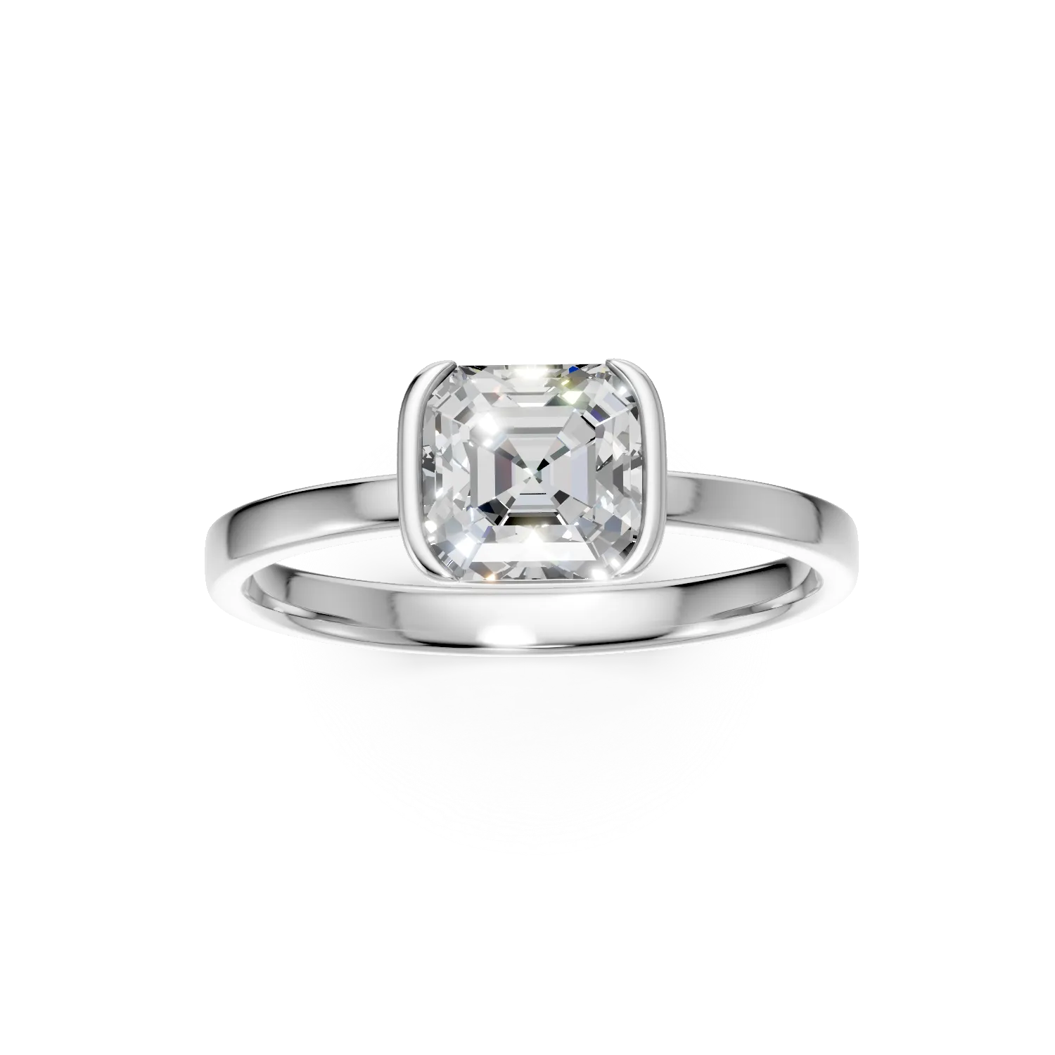 Inel din aur alb cu diamant solitaire de 1ct creat in laborator