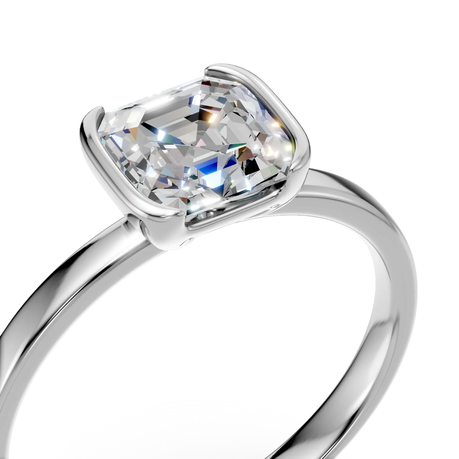 Inel din aur alb cu diamant solitaire de 1ct creat in laborator