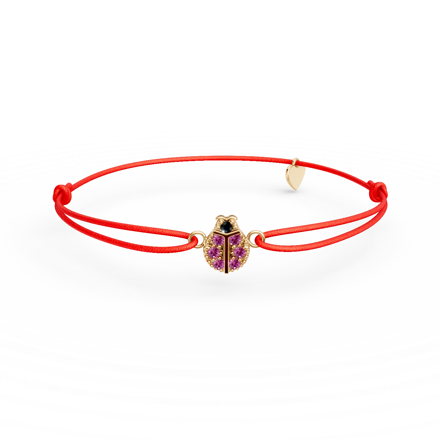 Bratara cu snur si pandantiv buburuza din aur galben pentru copii