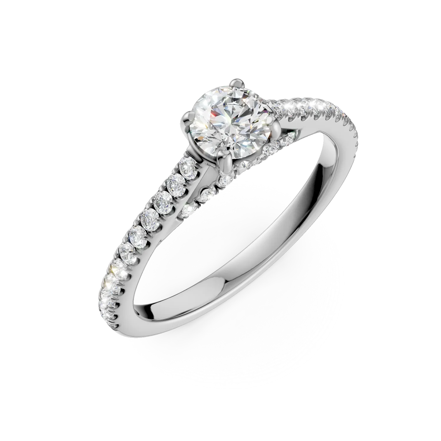 Inel de logodna din aur alb cu diamante de 0.8ct create in laborator