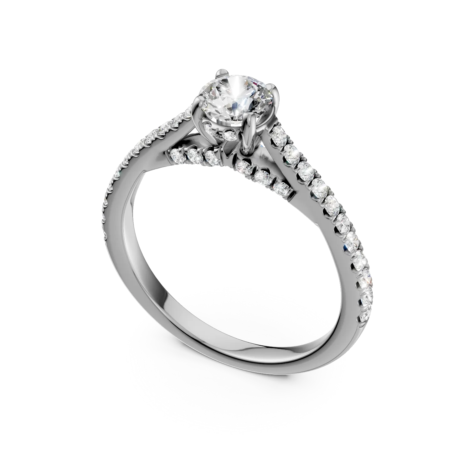 Inel de logodna din aur alb cu diamante de 0.8ct create in laborator