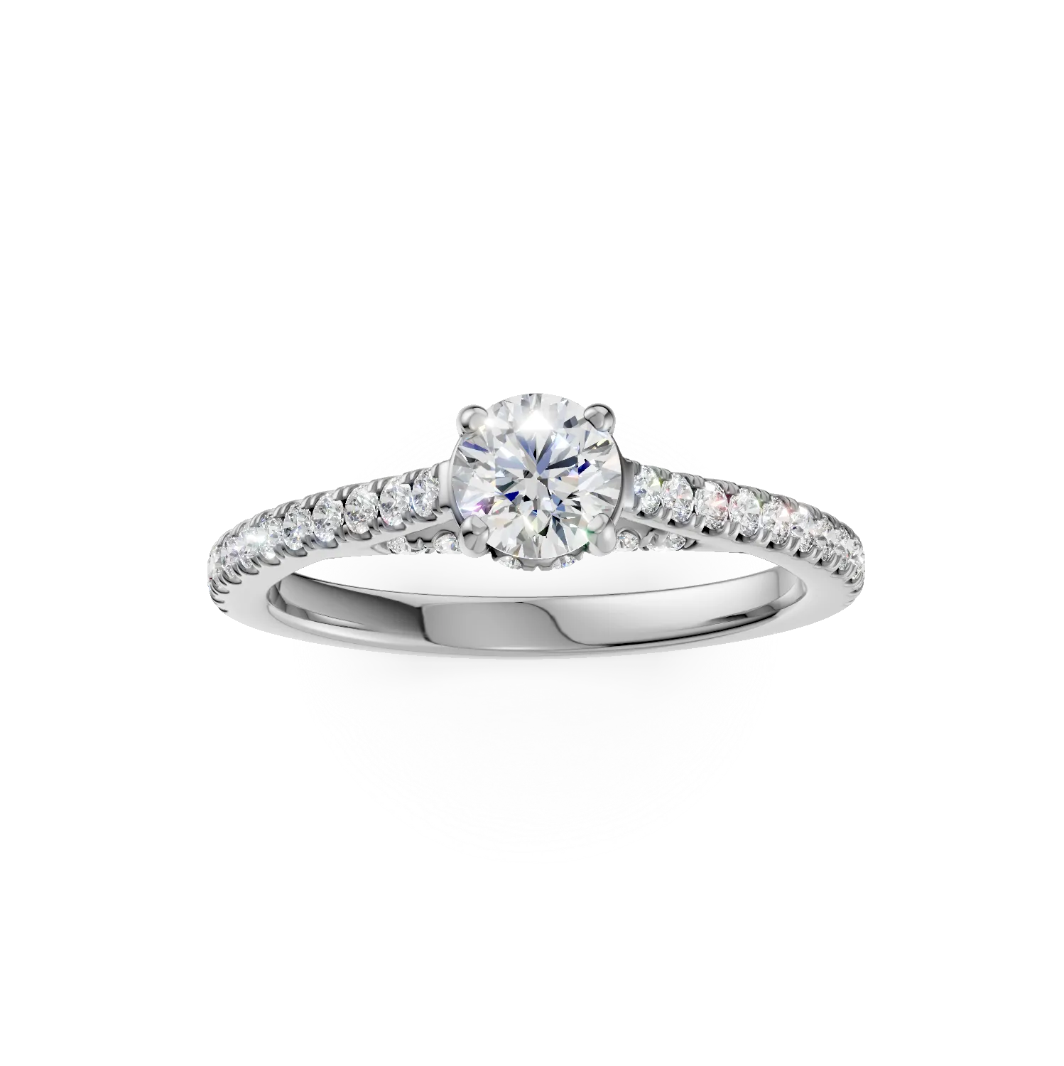 Inel de logodna din aur alb cu diamante de 0.8ct create in laborator