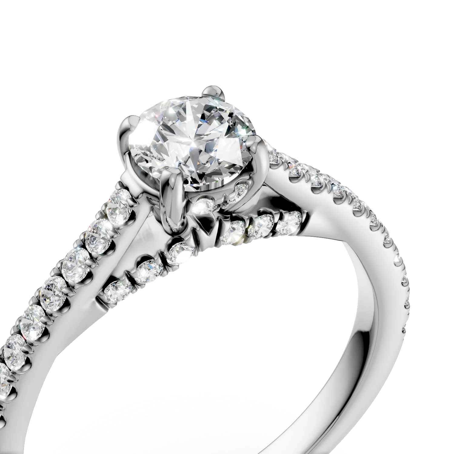 Inel de logodna din aur alb cu diamante de 0.8ct create in laborator
