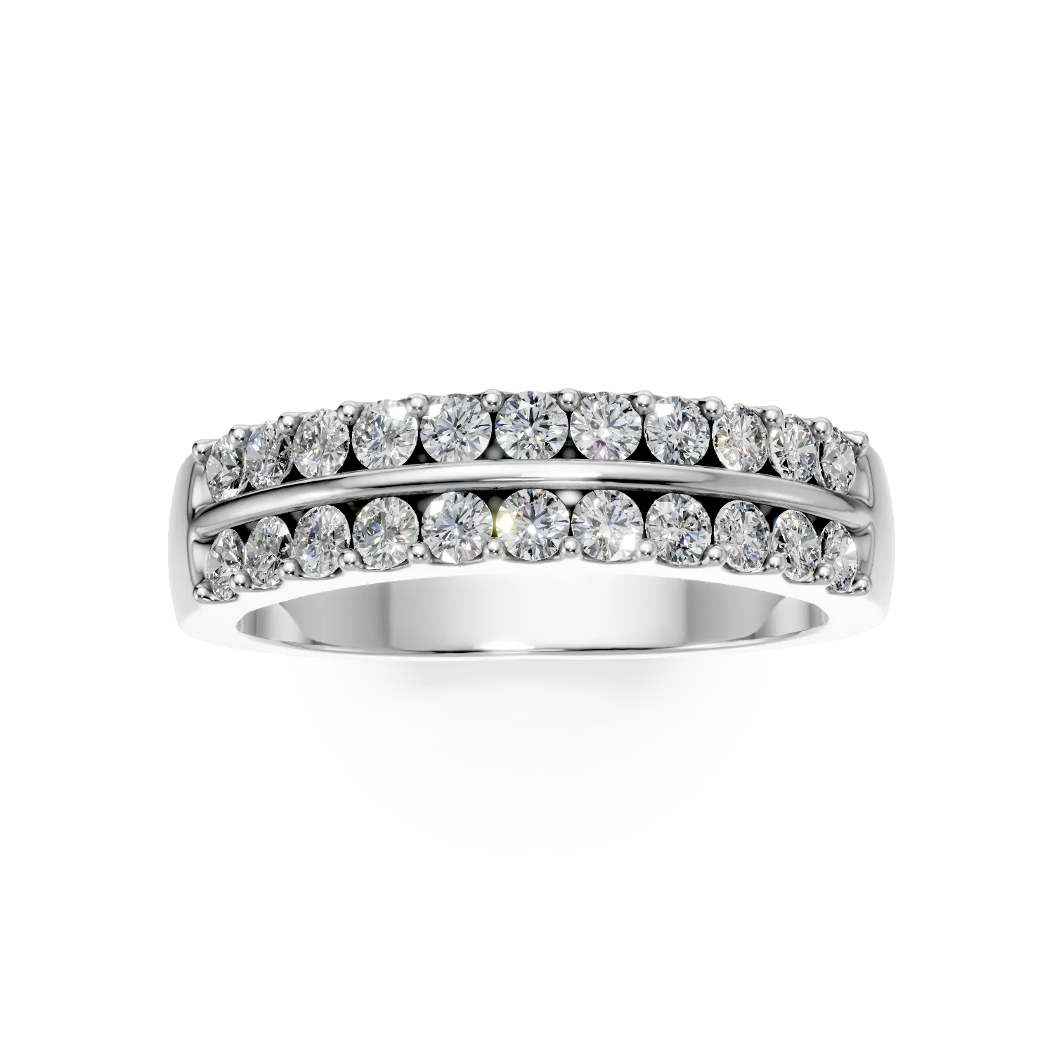 Inel semi eternity din aur alb cu diamante de 0.5ct create in laborator