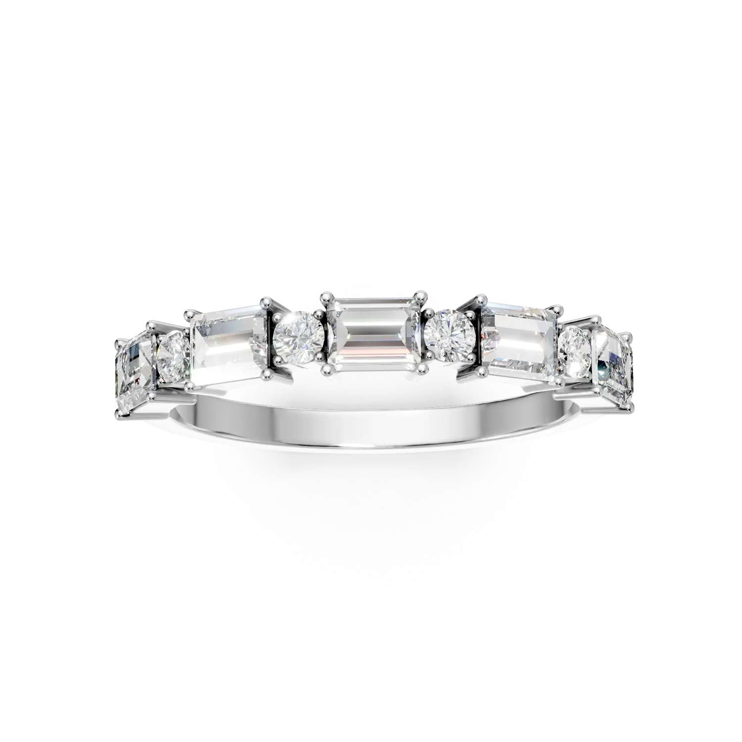Inel semi eternity din aur alb cu diamante de 0.6ct create in laborator