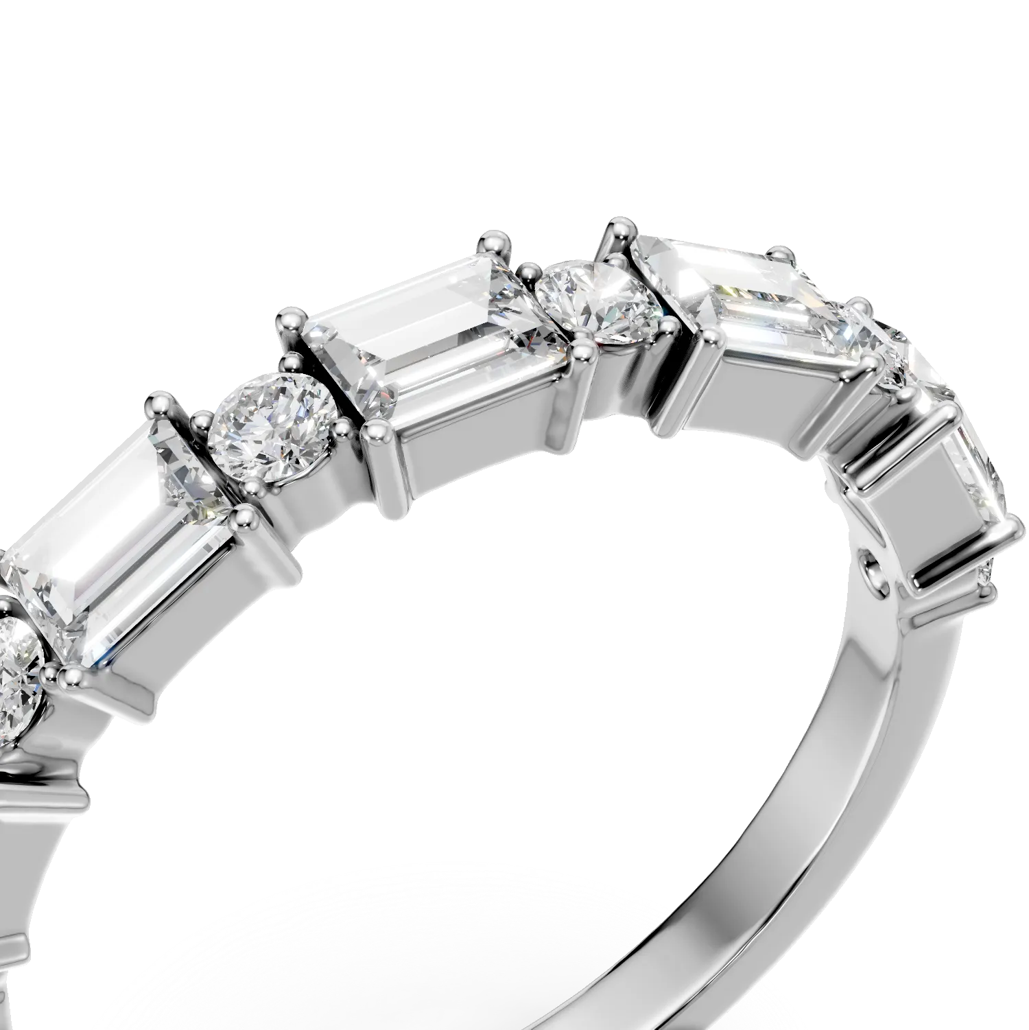 Inel semi eternity din aur alb cu diamante de 0.6ct create in laborator