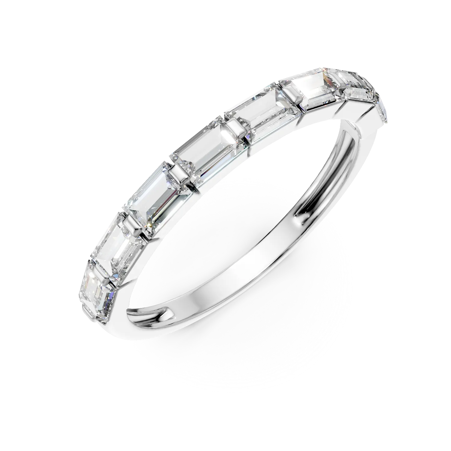 Inel semi eternity din aur alb cu diamante de 0.7ct create in laborator - imagine 7