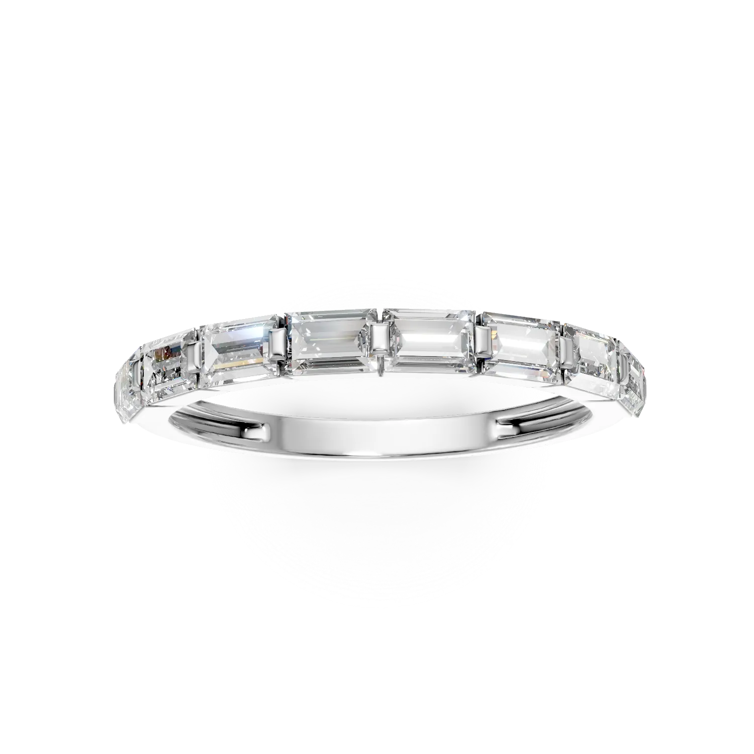 Inel semi eternity din aur alb cu diamante de 0.7ct create in laborator