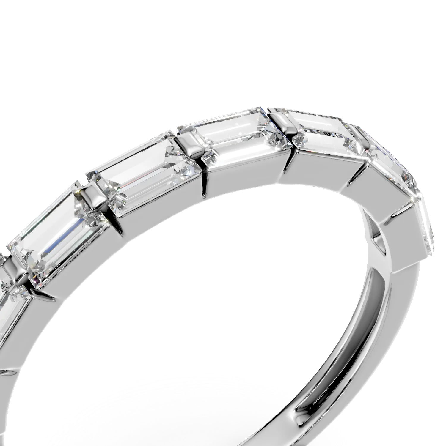Inel semi eternity din aur alb cu diamante de 0.7ct create in laborator
