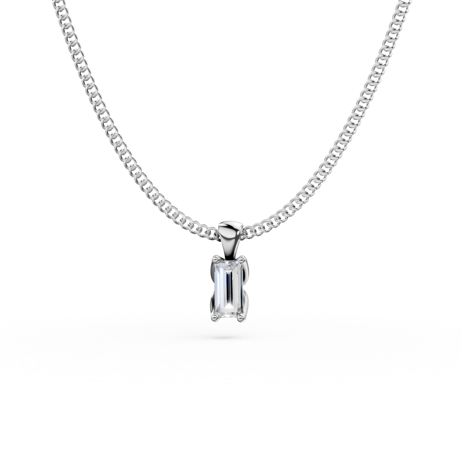Lant cu pandantiv din aur alb cu diamant solitaire de 0.2ct creat in laborator