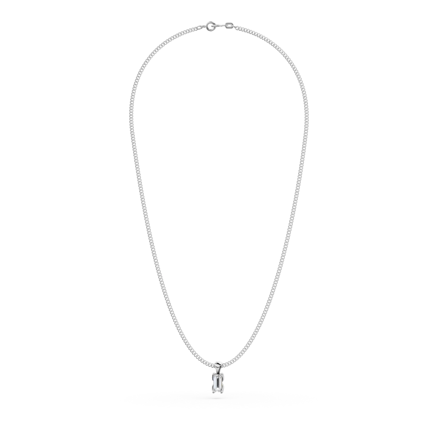 Lant cu pandantiv din aur alb cu diamant solitaire de 0.2ct creat in laborator