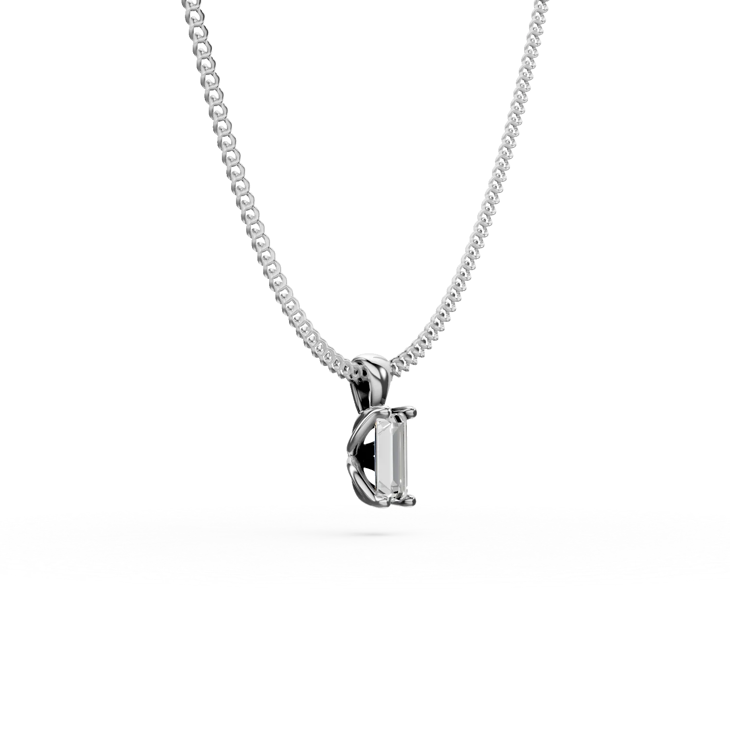 Lant cu pandantiv din aur alb cu diamant solitaire de 0.2ct creat in laborator