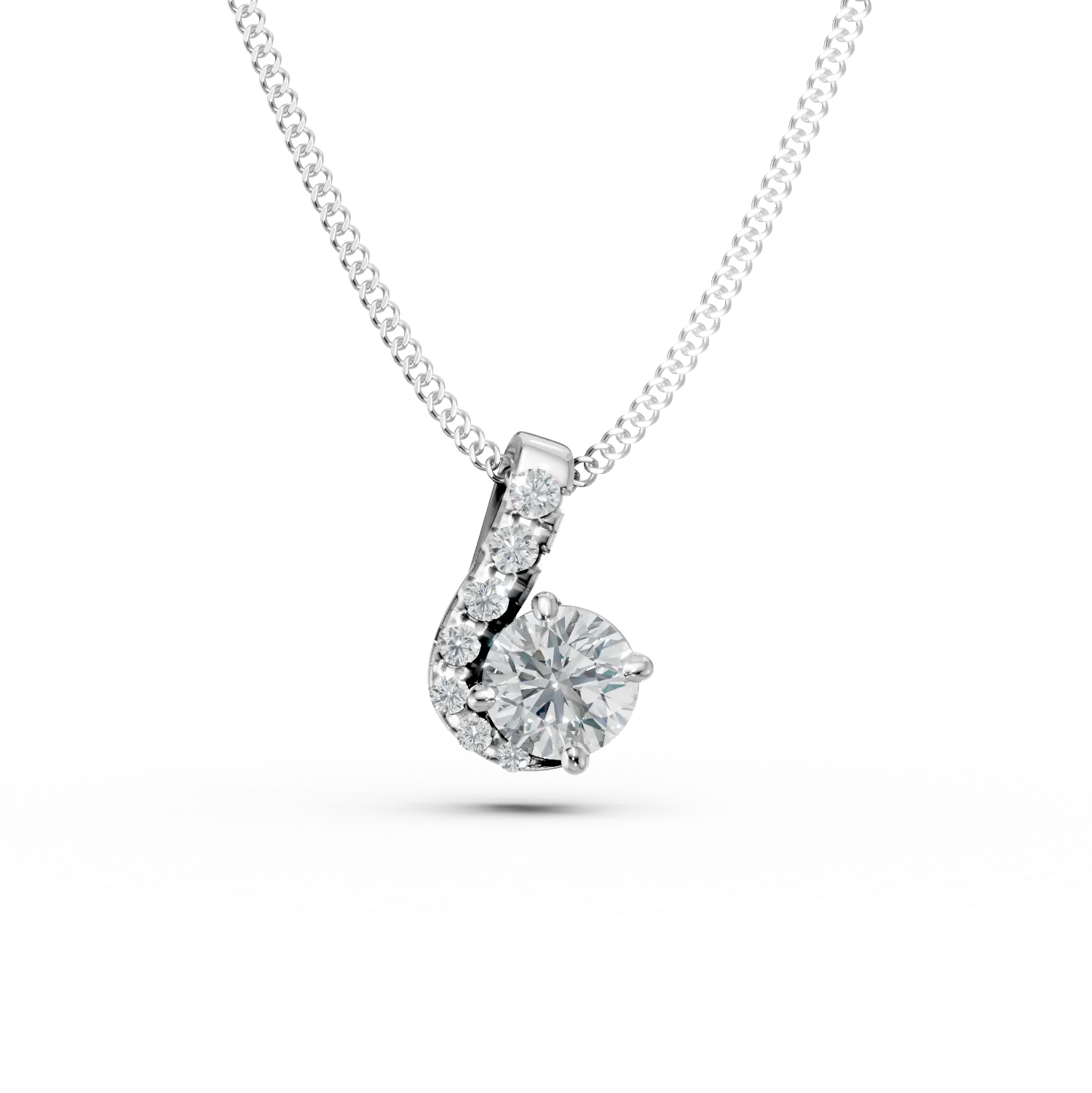 Lant cu pandantiv din aur alb cu diamante de 0.3ct create in laborator