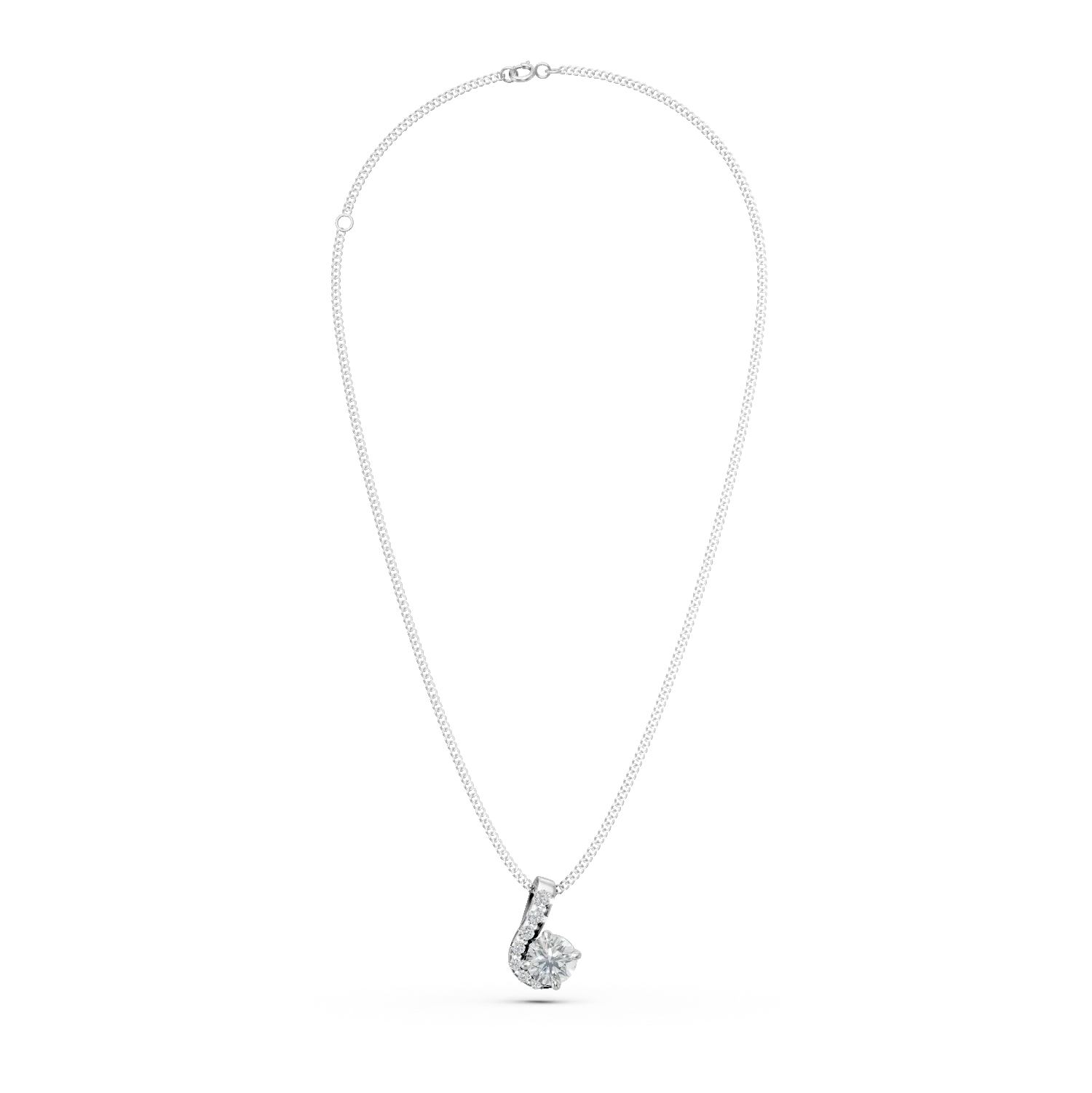 Lant cu pandantiv din aur alb cu diamante de 0.3ct create in laborator