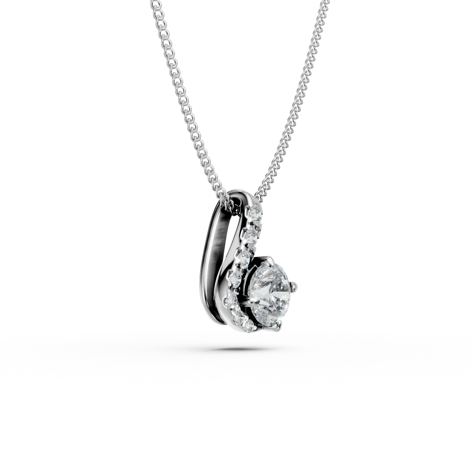 Lant cu pandantiv din aur alb cu diamante de 0.3ct create in laborator