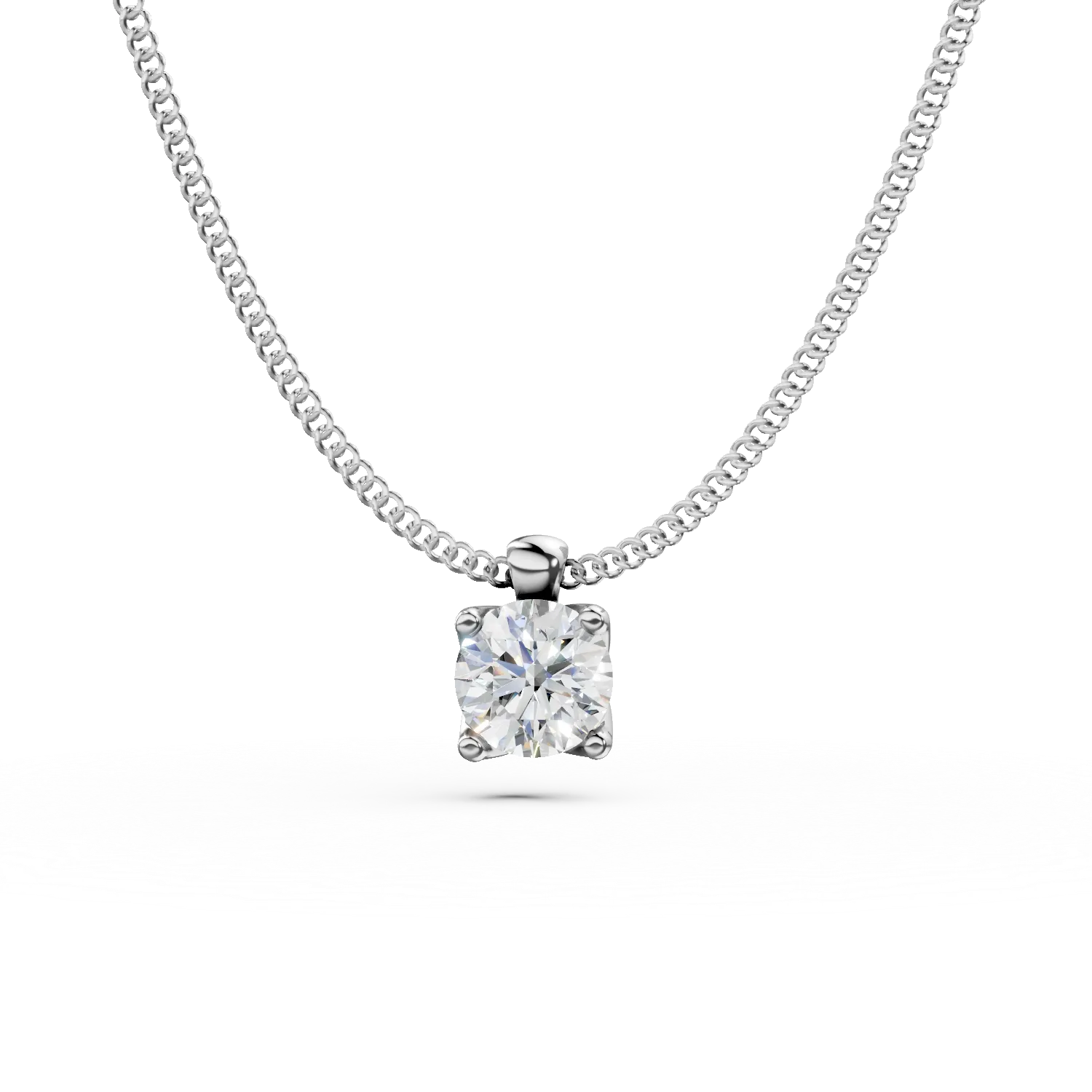 Lant cu pandantiv din aur alb cu diamant solitaire de 0.2ct creat in laborator