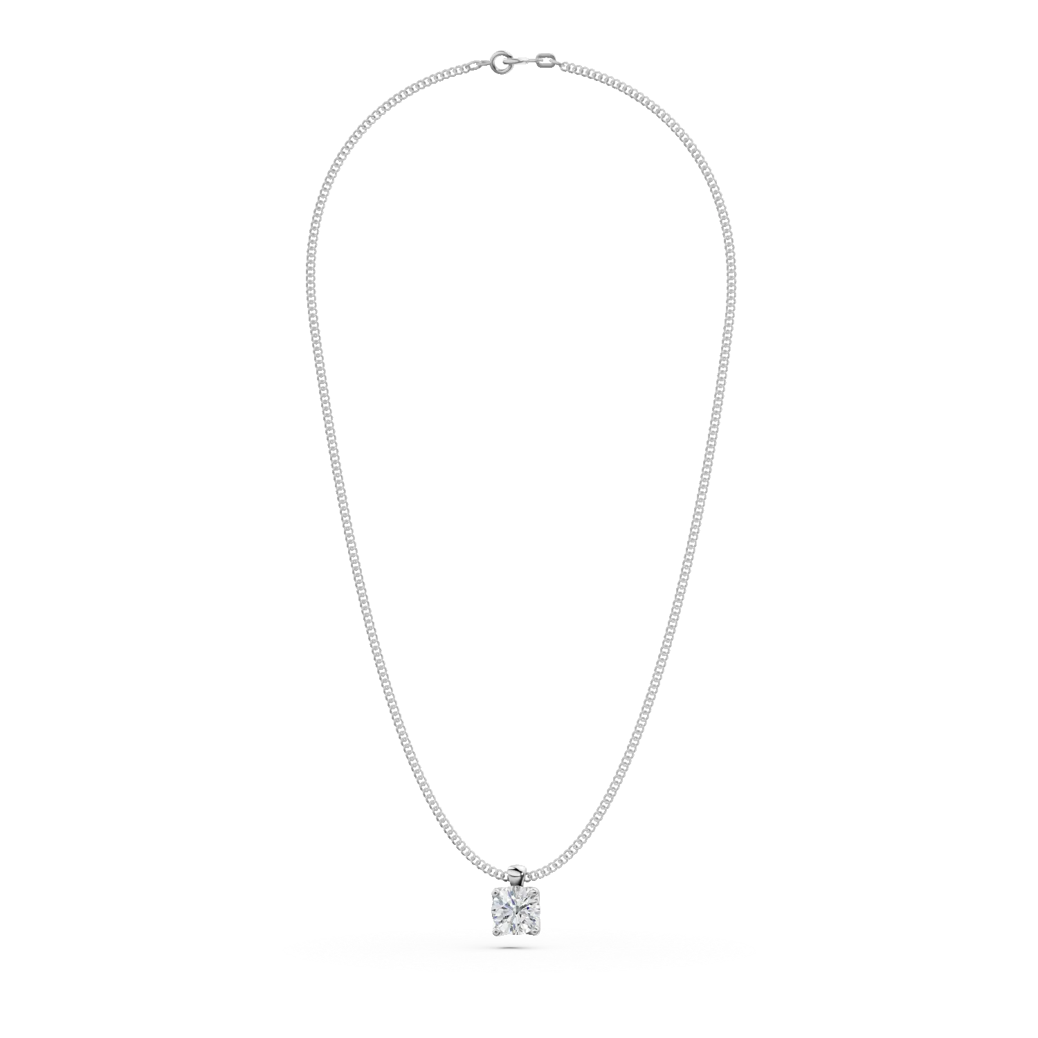 Lant cu pandantiv din aur alb cu diamant solitaire de 0.2ct creat in laborator