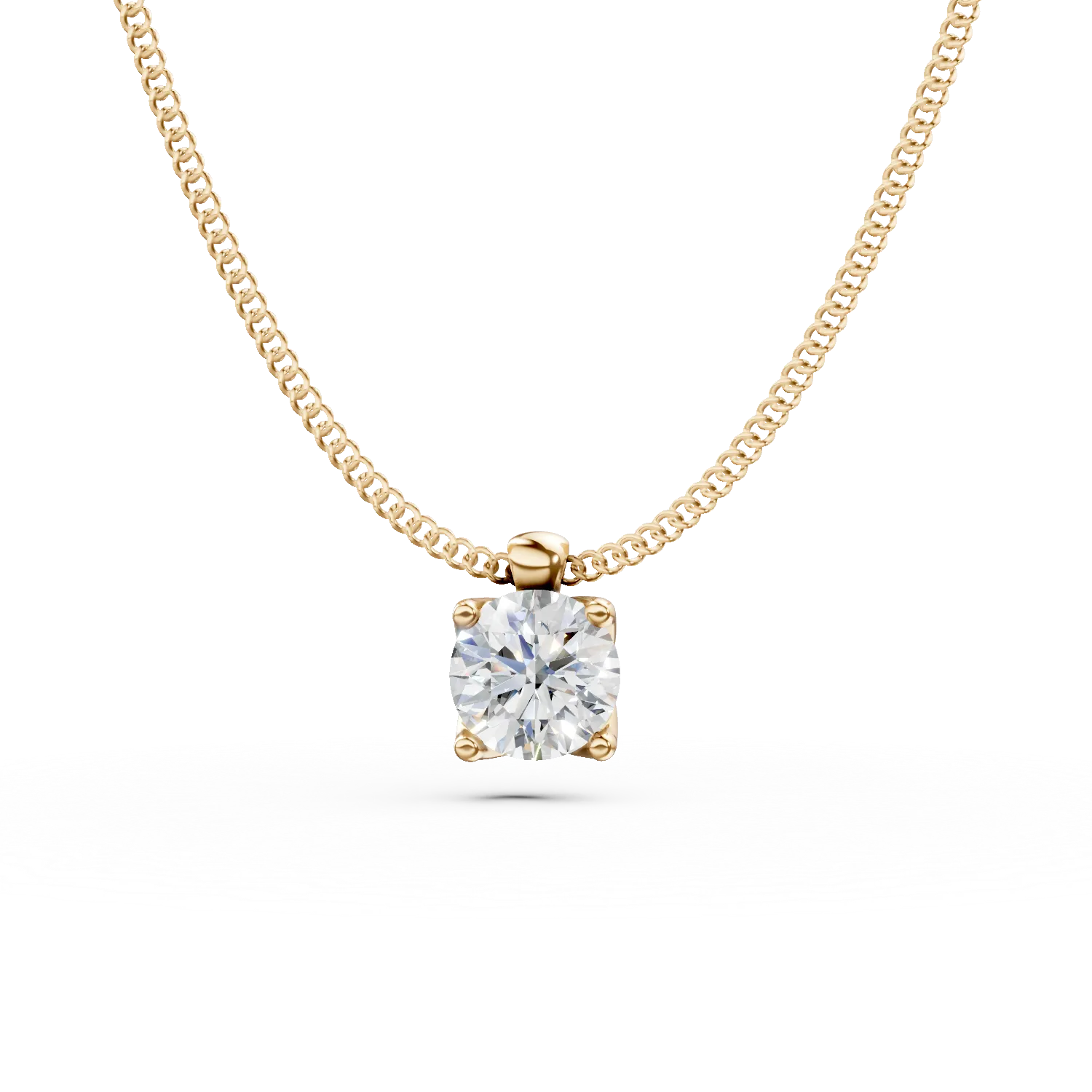Lant cu pandantiv din aur galben cu diamant solitaire de 0.2ct creat in laborator