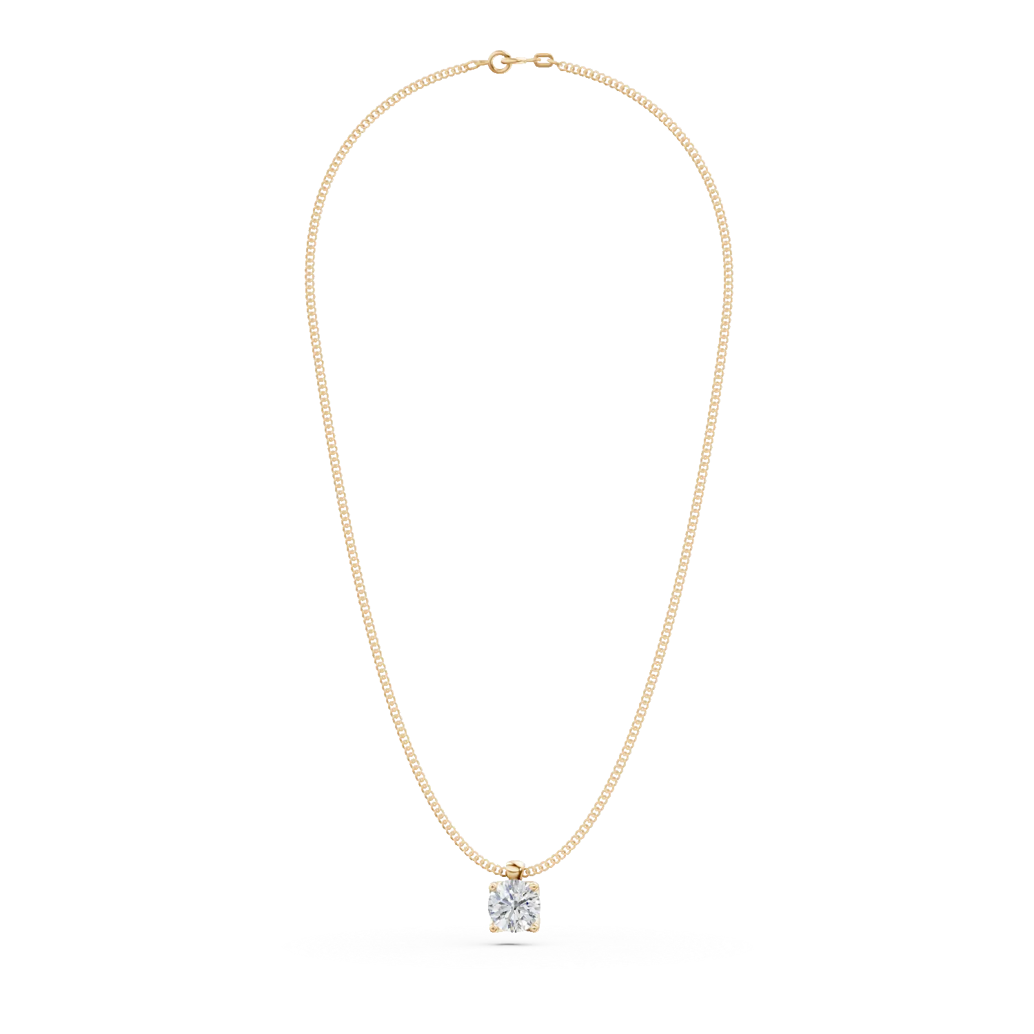 Lant cu pandantiv din aur galben cu diamant solitaire de 0.2ct creat in laborator