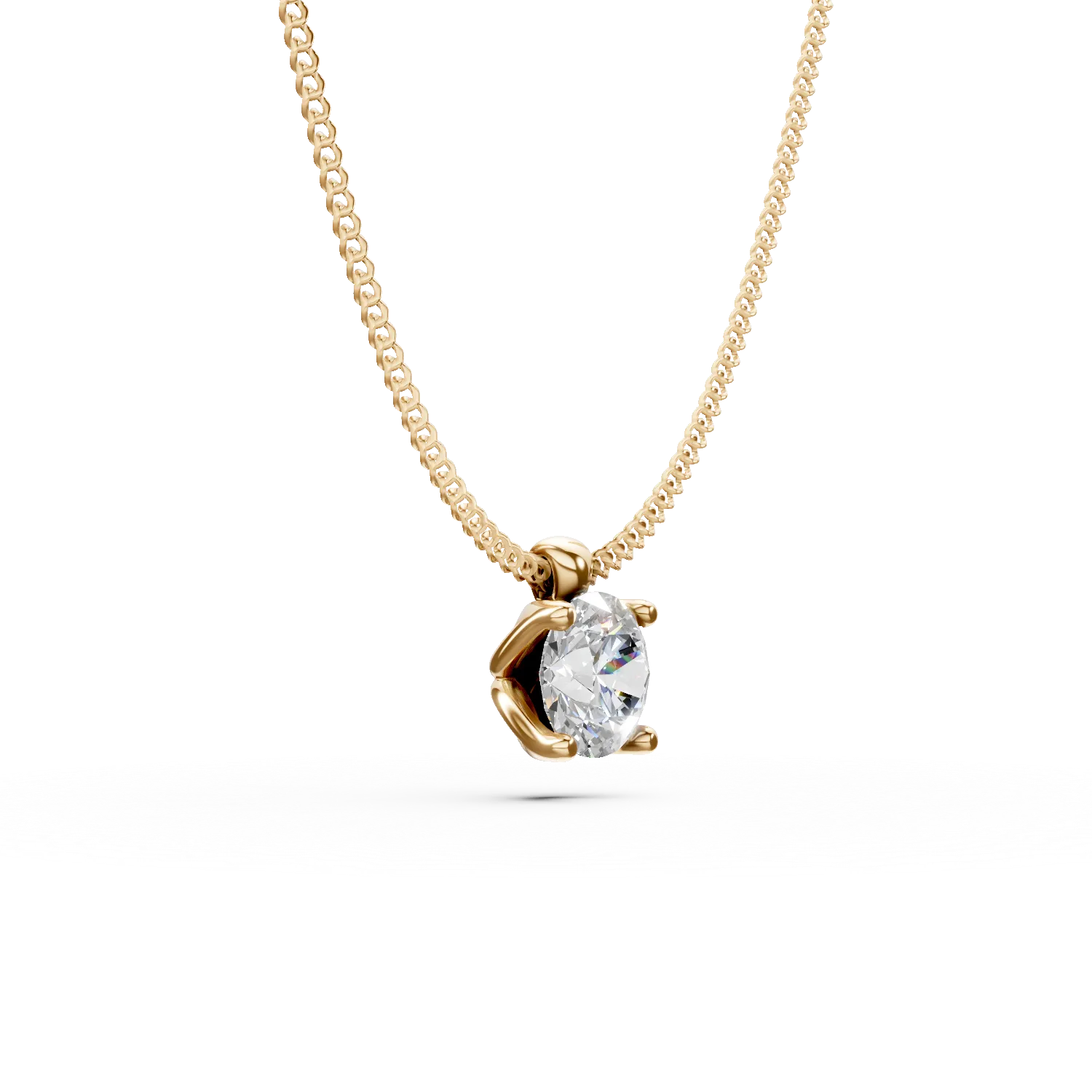 Lant cu pandantiv din aur galben cu diamant solitaire de 0.2ct creat in laborator