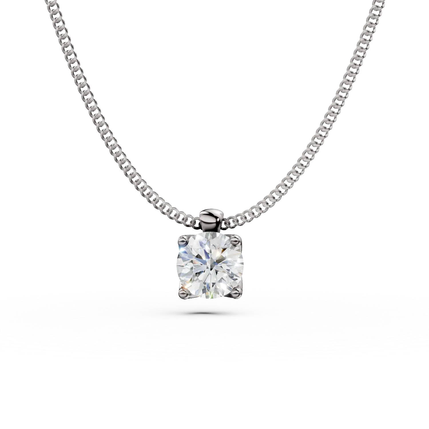 Lant cu pandantiv din aur alb cu diamant solitaire de 0.2ct creat in laborator - imagine 6