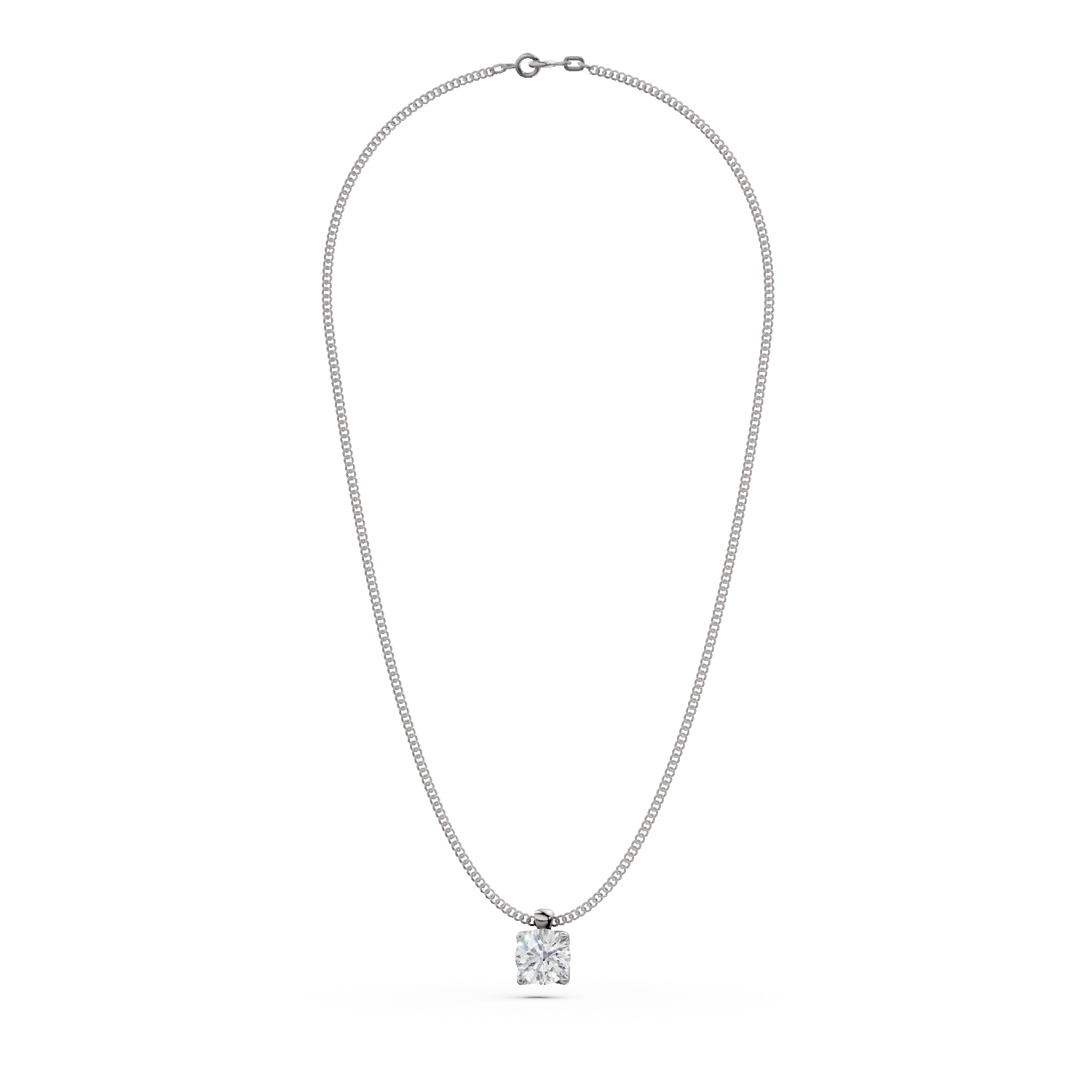 Lant cu pandantiv din aur alb cu diamant solitaire de 0.2ct creat in laborator