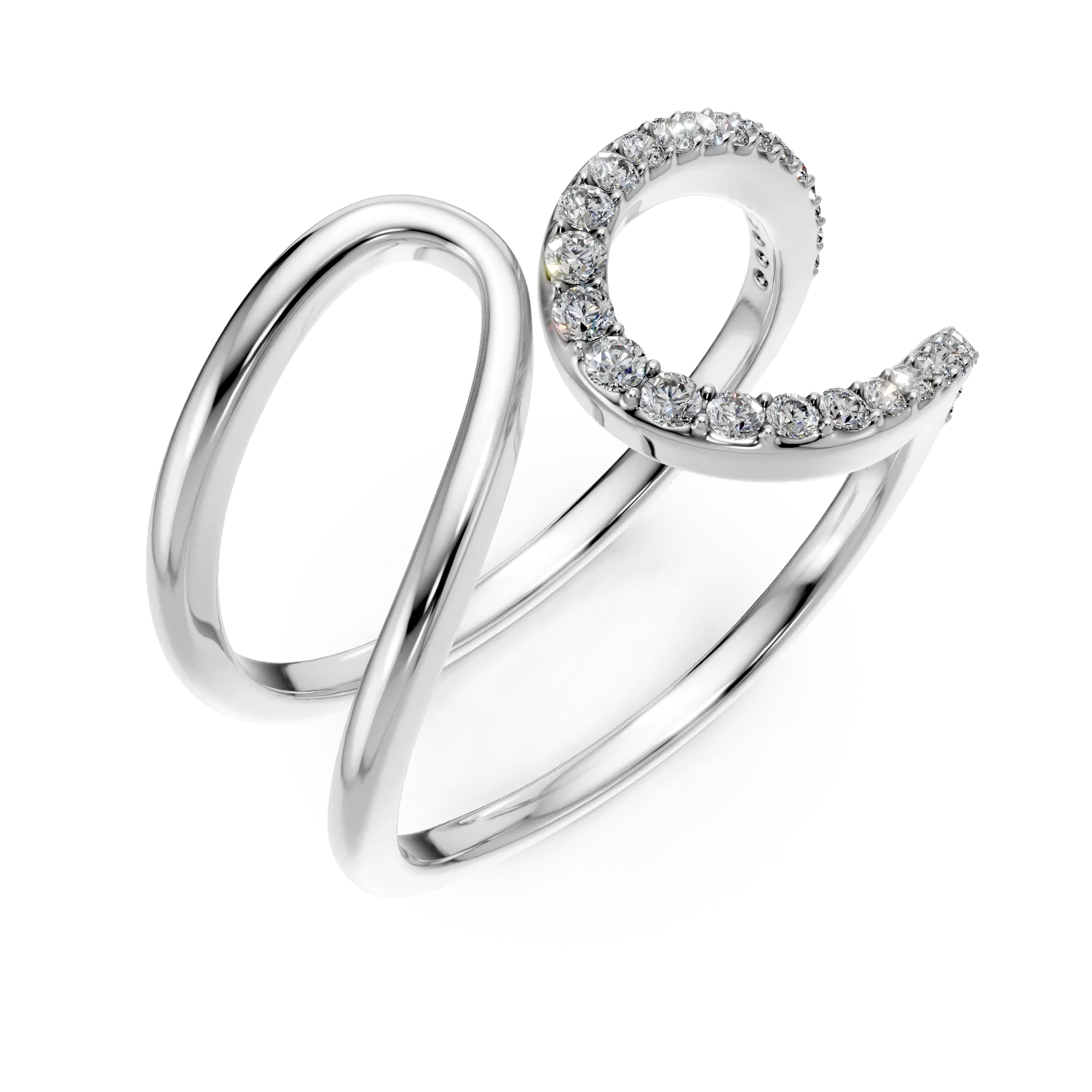 Inel din aur alb cu diamante de 0.2ct create in laborator