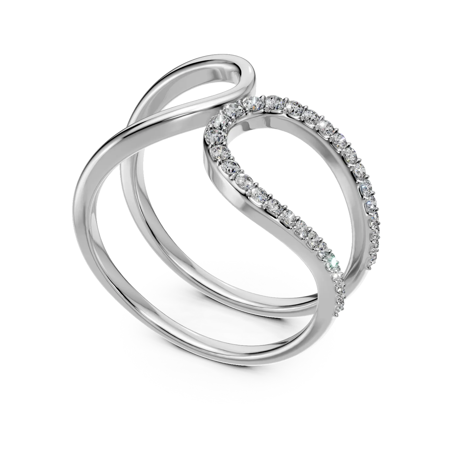 Inel din aur alb cu diamante de 0.2ct create in laborator
