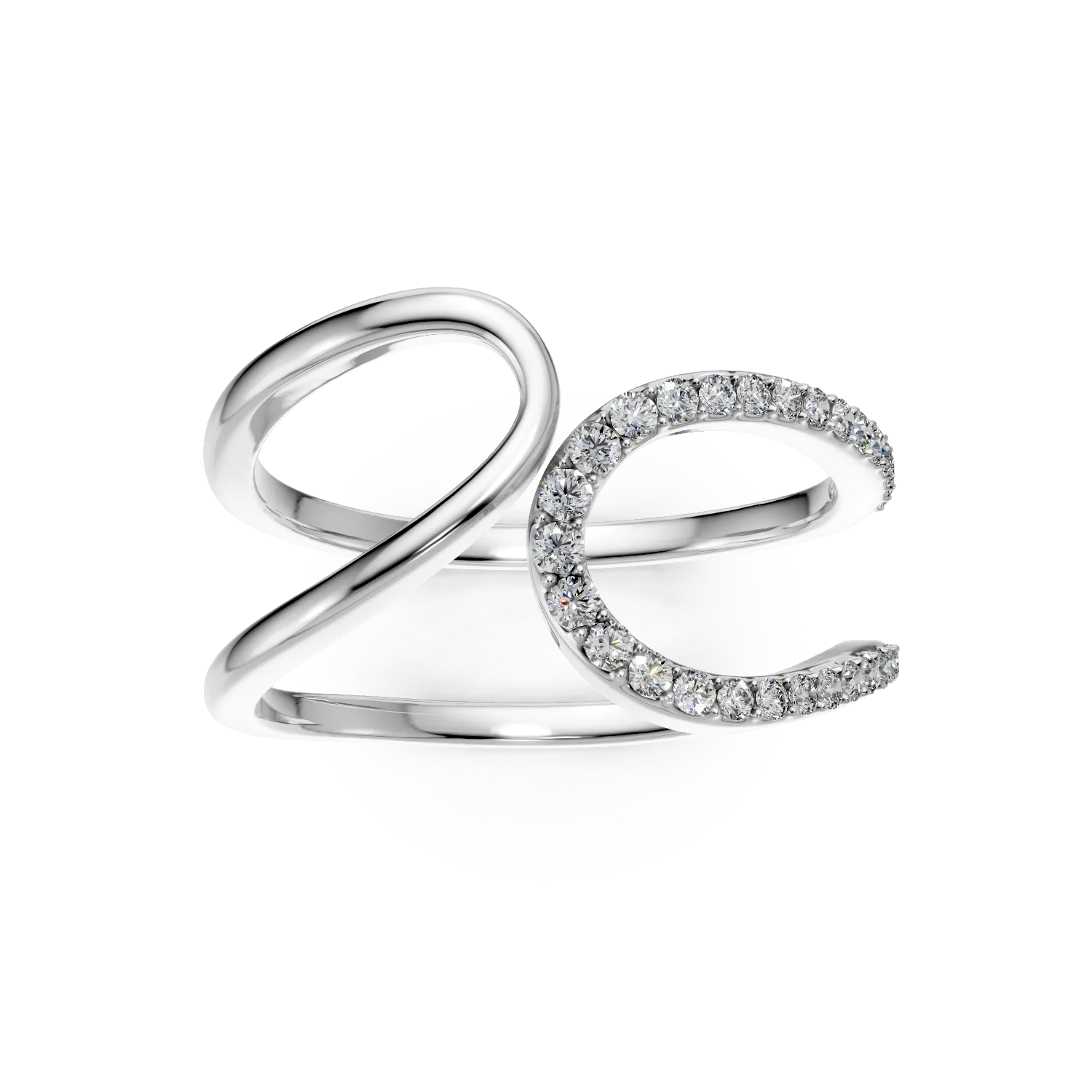 Inel din aur alb cu diamante de 0.2ct create in laborator