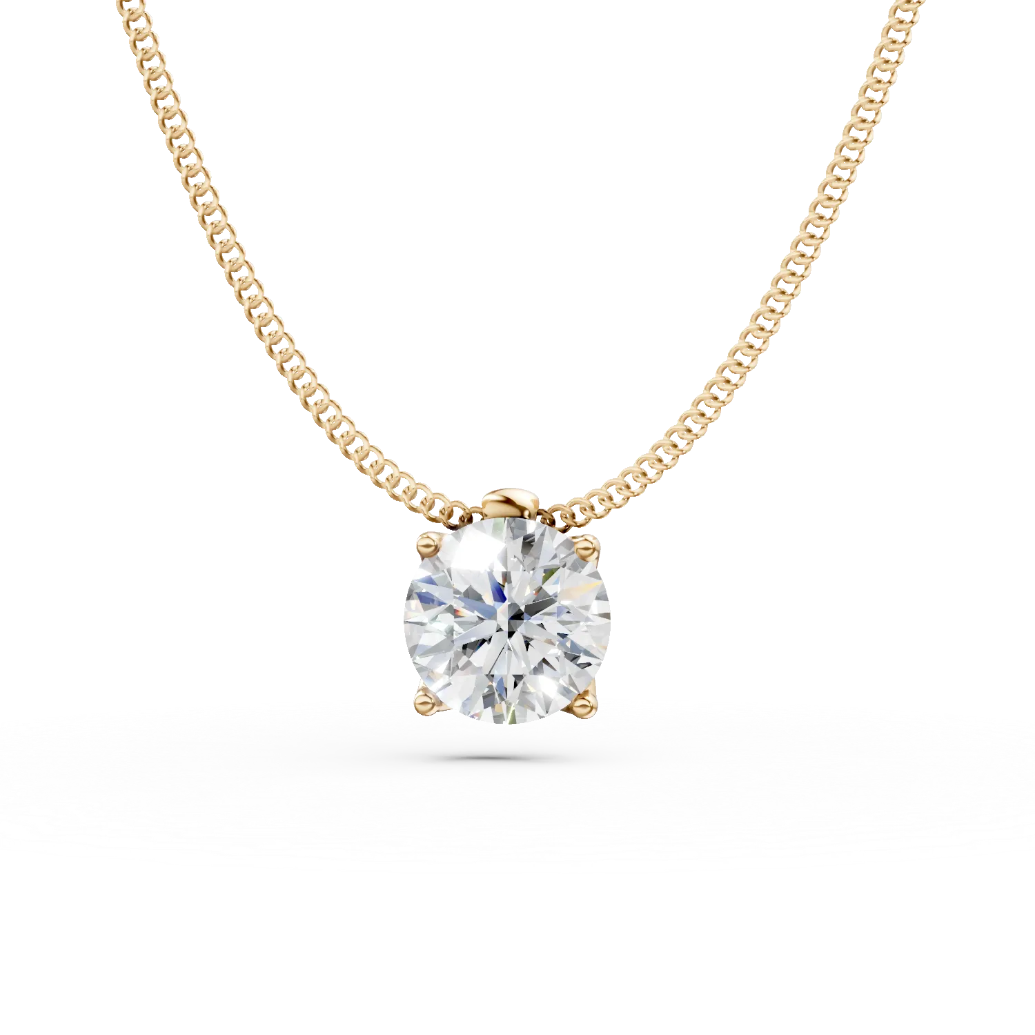 Lant cu pandantiv din aur galben cu diamant solitaire de 0.5ct creat in laborator