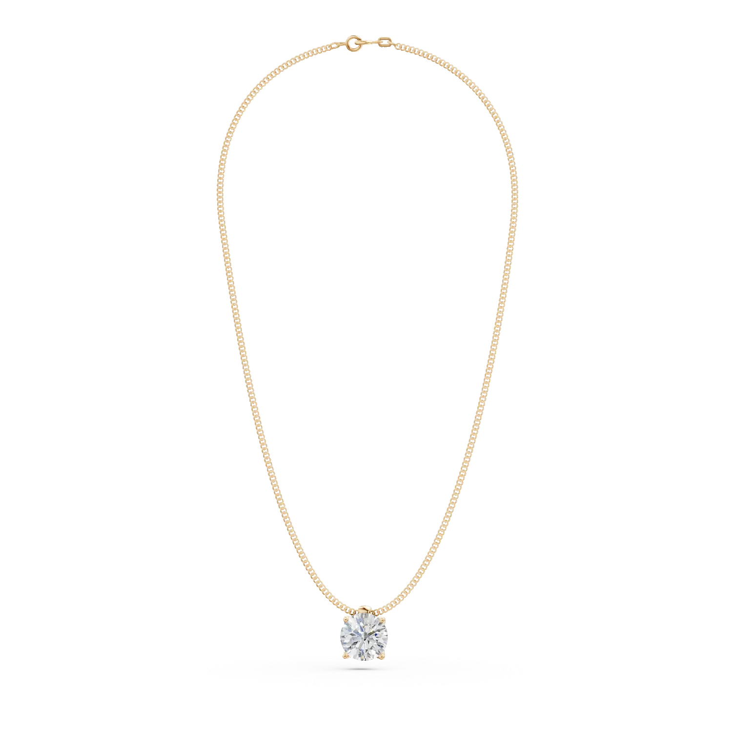Lant cu pandantiv din aur galben cu diamant solitaire de 0.5ct creat in laborator