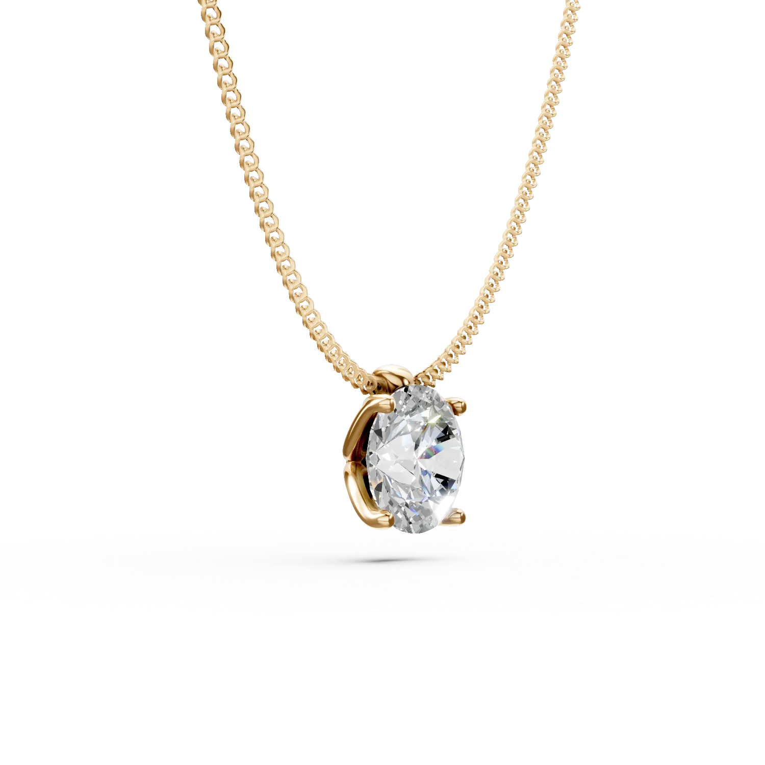 Lant cu pandantiv din aur galben cu diamant solitaire de 0.5ct creat in laborator