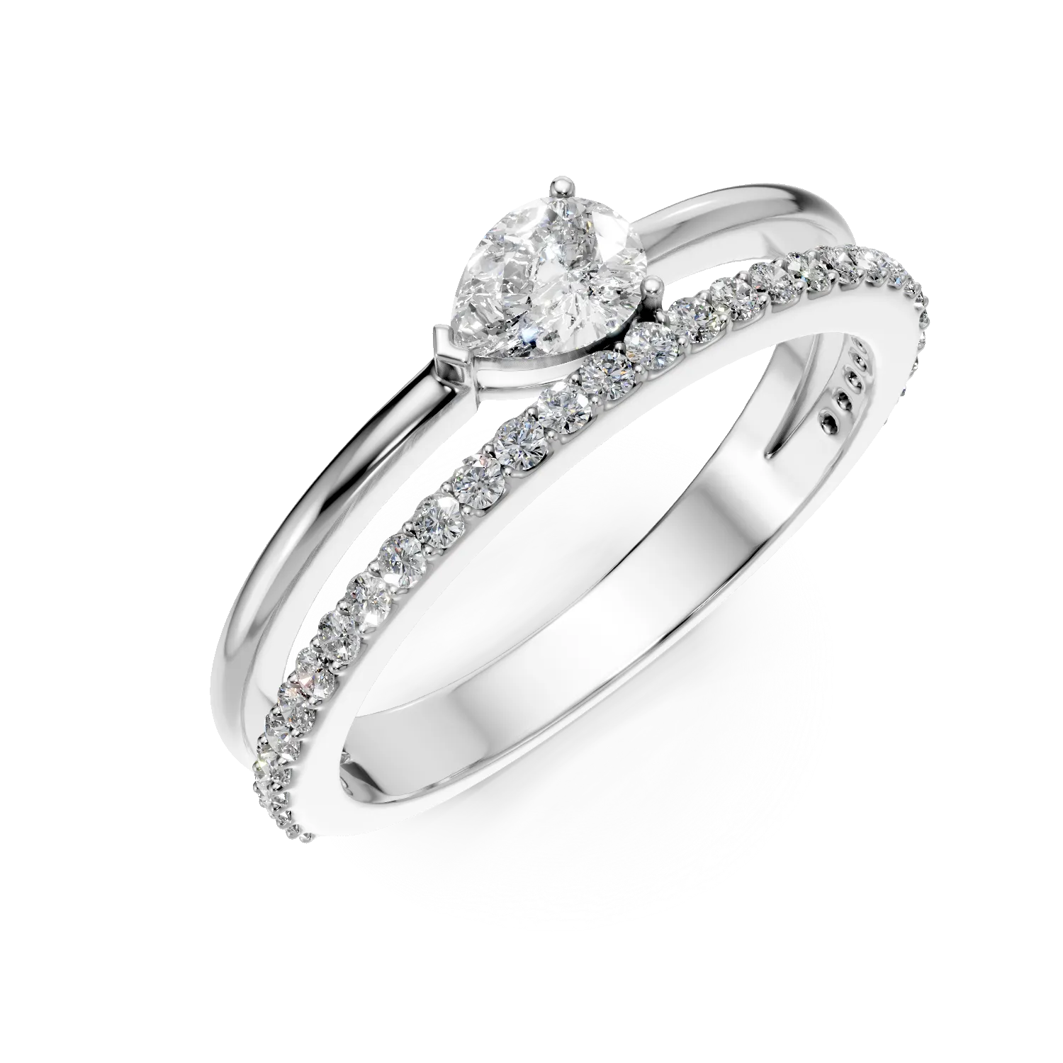 Inel din aur alb cu diamante de 0.4ct create in laborator