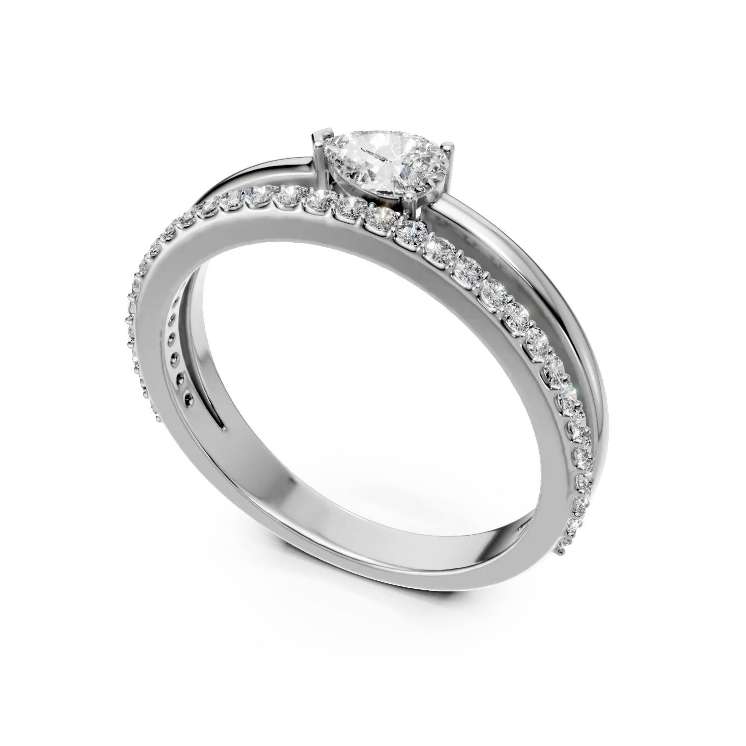 Inel din aur alb cu diamante de 0.4ct create in laborator