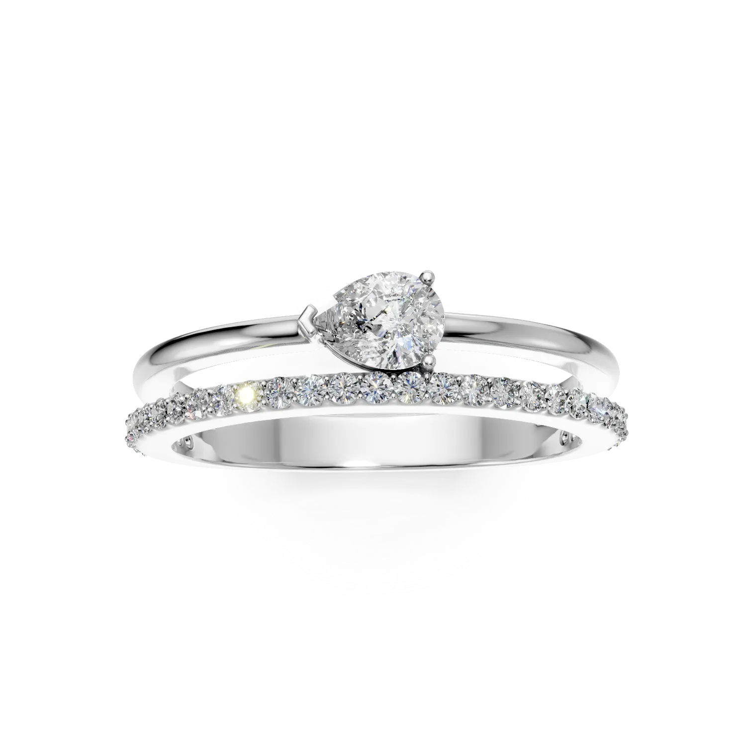 Inel din aur alb cu diamante de 0.4ct create in laborator