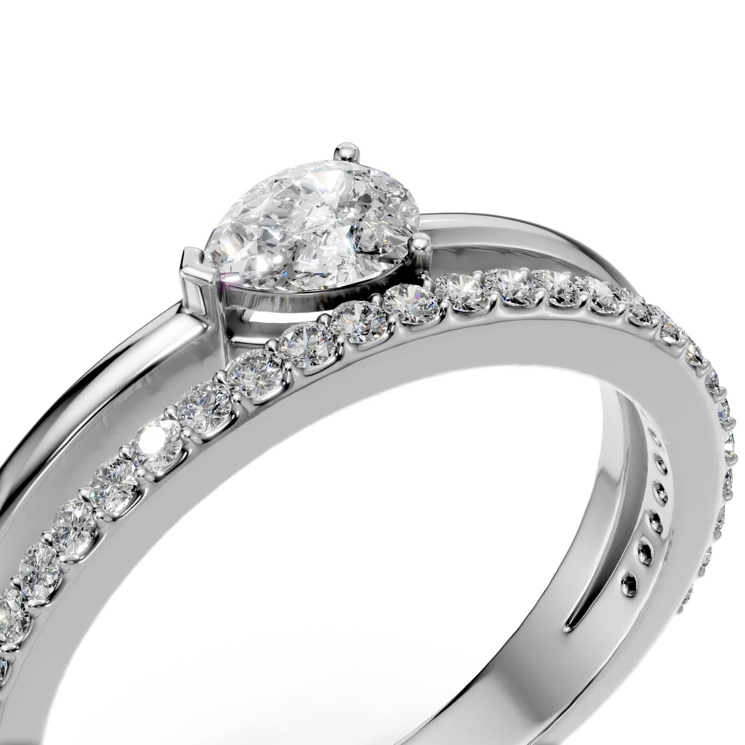 Inel din aur alb cu diamante de 0.4ct create in laborator