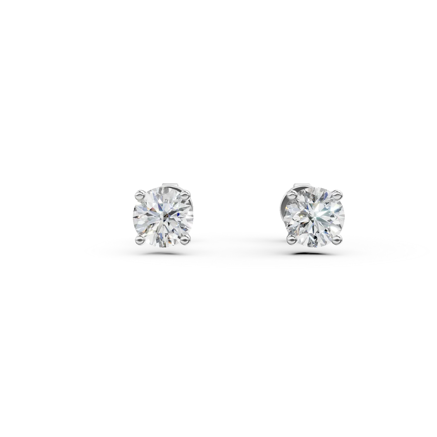 Cercei din aur alb cu diamante solitaire de 0.5ct create in laborator
