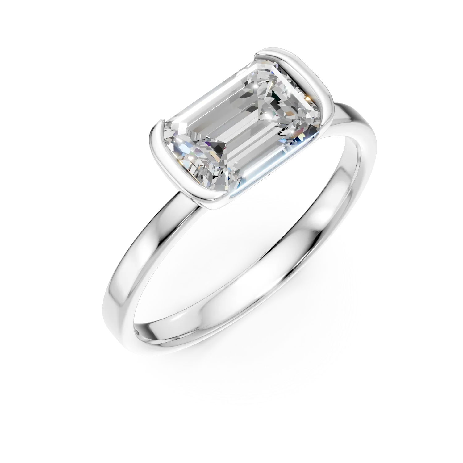 Inel din aur alb cu diamant solitaire de 1ct creat in laborator