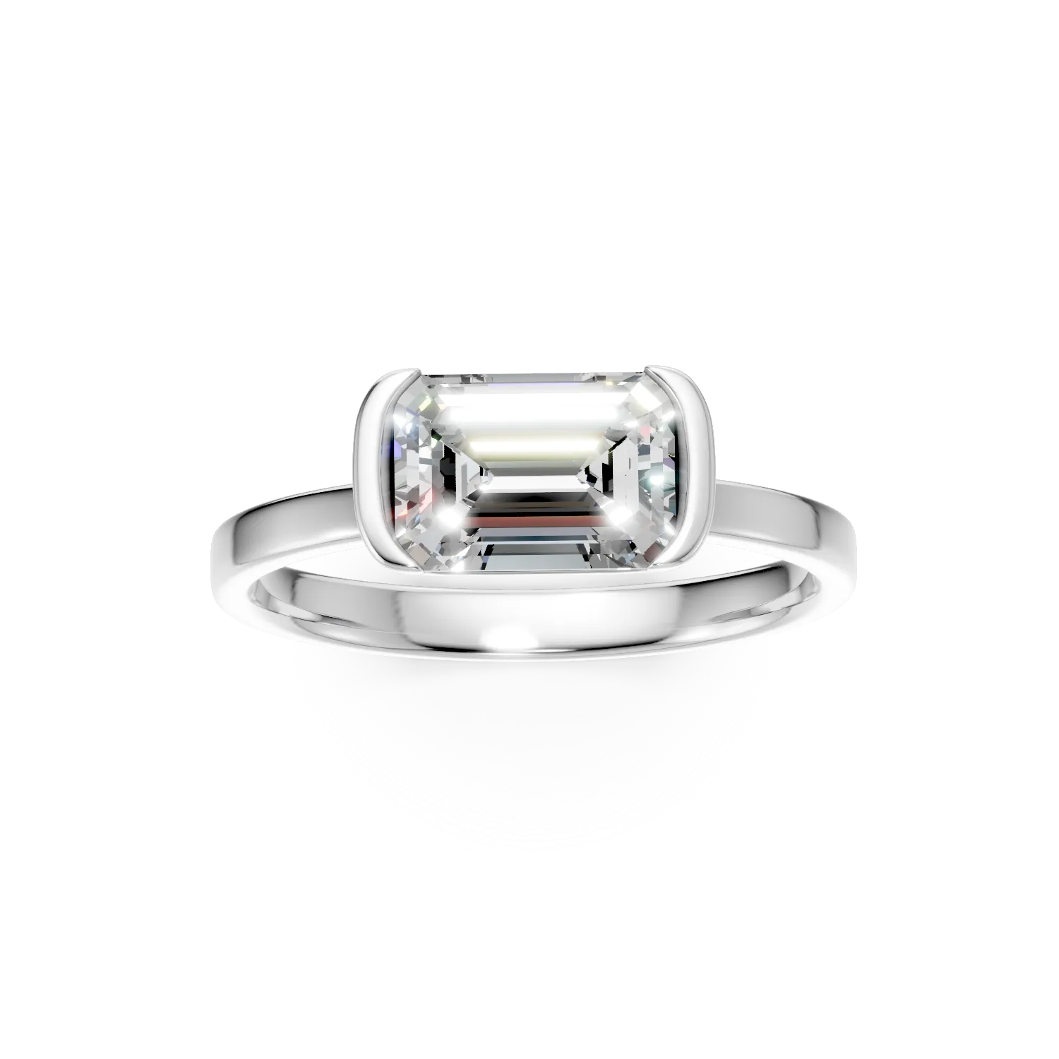 Inel din aur alb cu diamant solitaire de 1ct creat in laborator