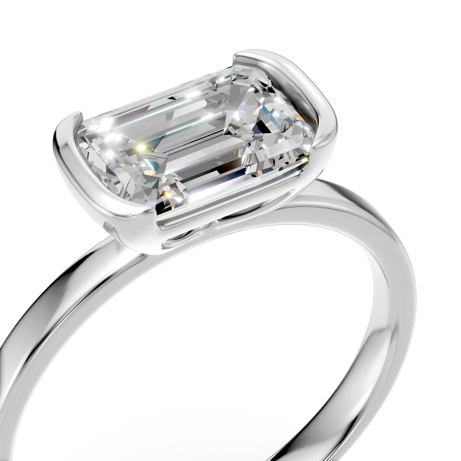 Inel din aur alb cu diamant solitaire de 1ct creat in laborator