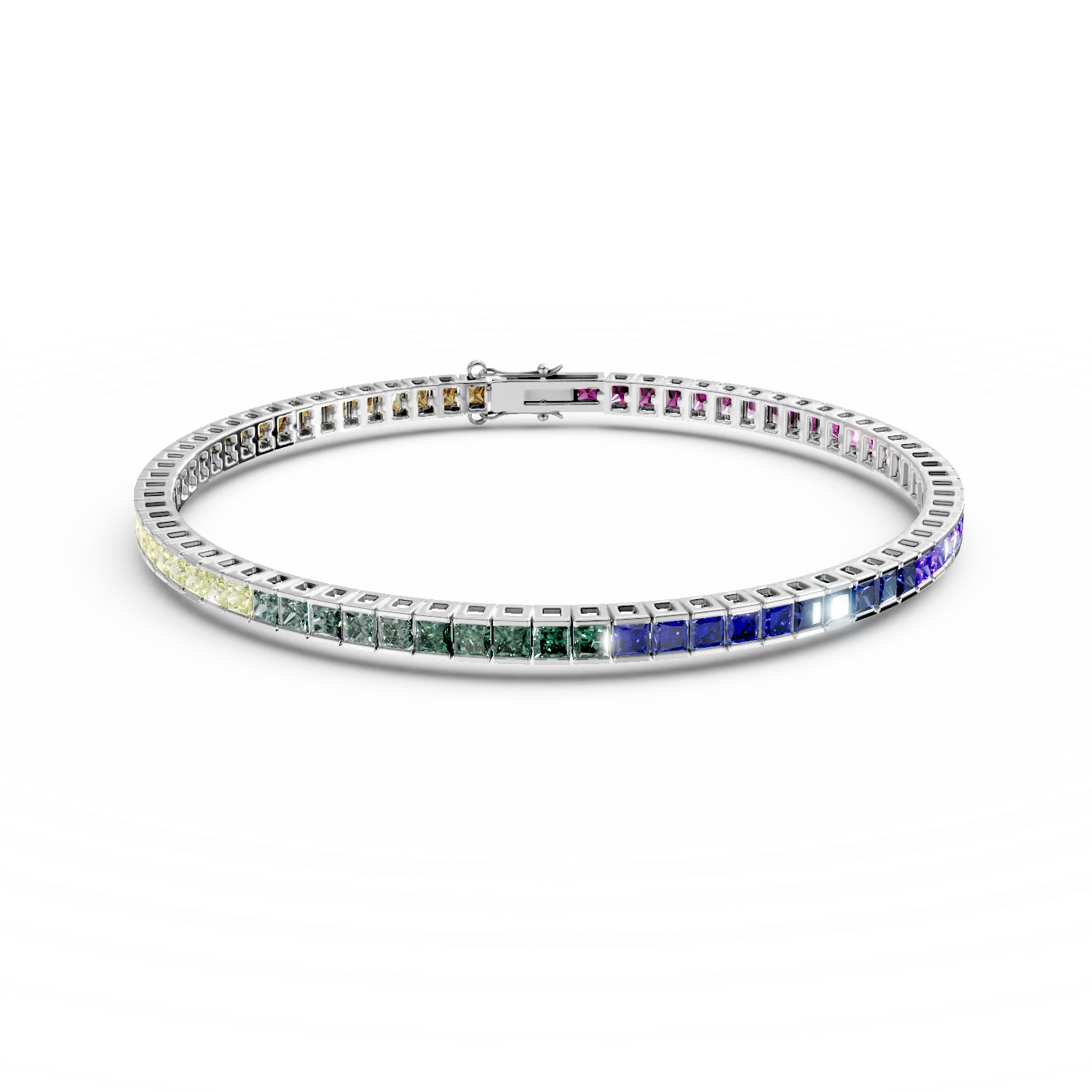 Bratara tennis din argint cu zirconii multicolore